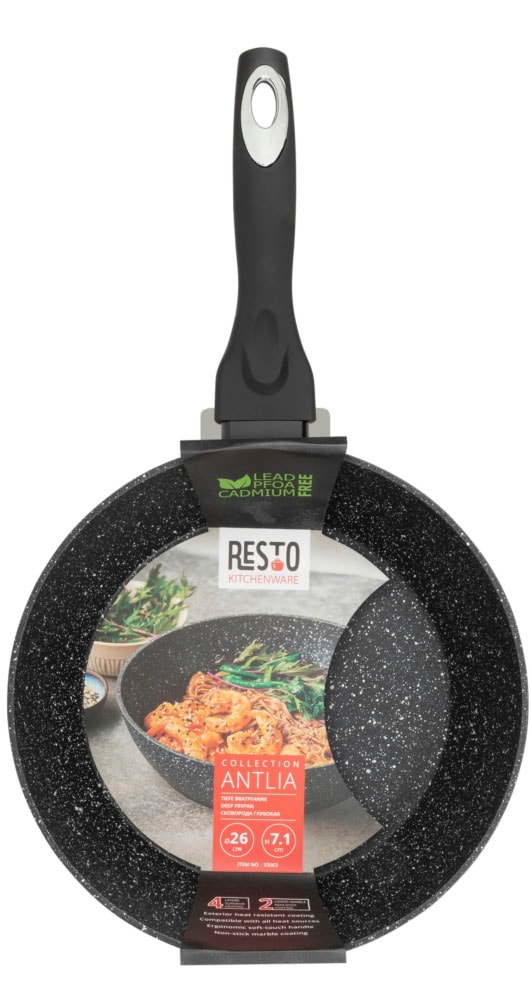 RESTO Kitchenware Bratpfanne »Antlia, tiefe Pfanne mit ergonomischem Soft-Touch-Griff«, Aluminium, (1 tlg.), Marmor-Antihaftbeschichtung, 4-lagig, für alle Herdarten geeignet