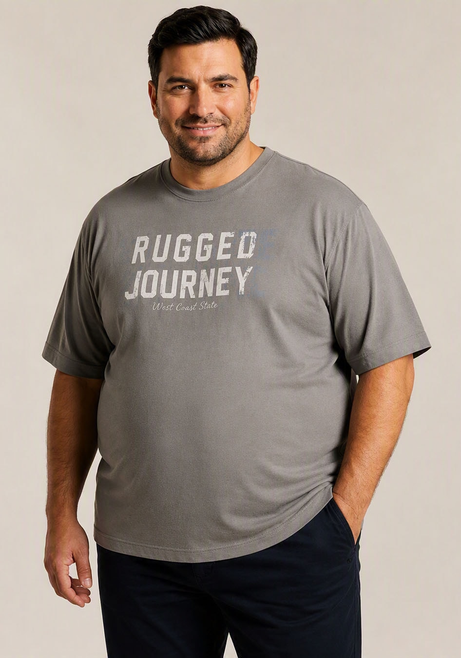 Man's World Plus Rundhalsshirt »auch in Grosse Größen bis Gr. 7XL Ärmel-Fit« Regular Fit, Kurzarm, mit Print, bedruckt, aus Single Jersey