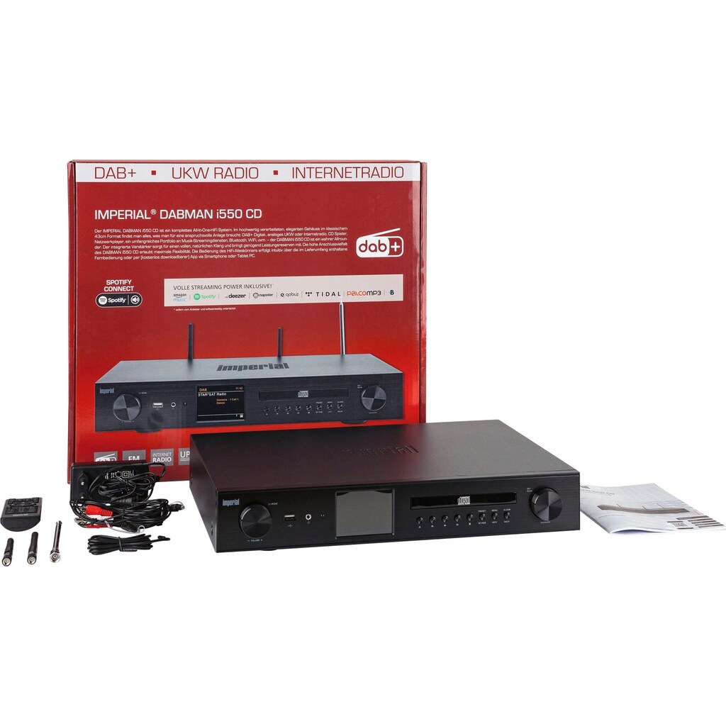 IMPERIAL by TELESTAR Digitalradio (DAB+) »DABMAN i550 CD«, (Bluetooth-WLAN-LAN (Ethernet) Digitalradio (DAB+)-UKW mit RDS 84 W)