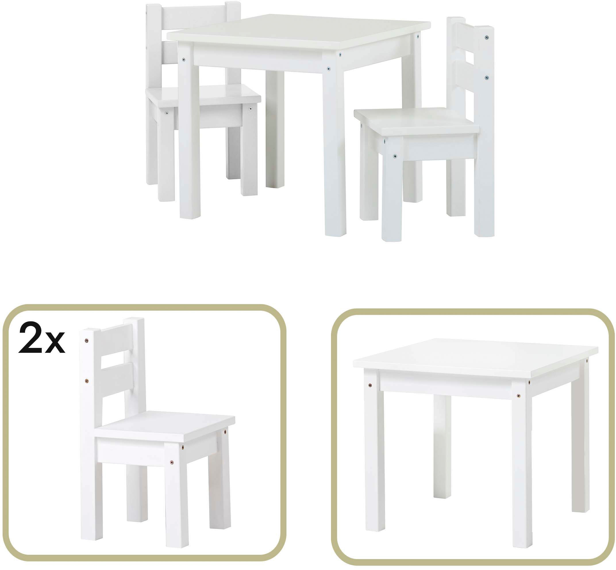 Hoppekids Kindersitzgruppe »MADS Kindersitzgruppe« Set, 1 Tisch, 2 Stühle, günstig online kaufen