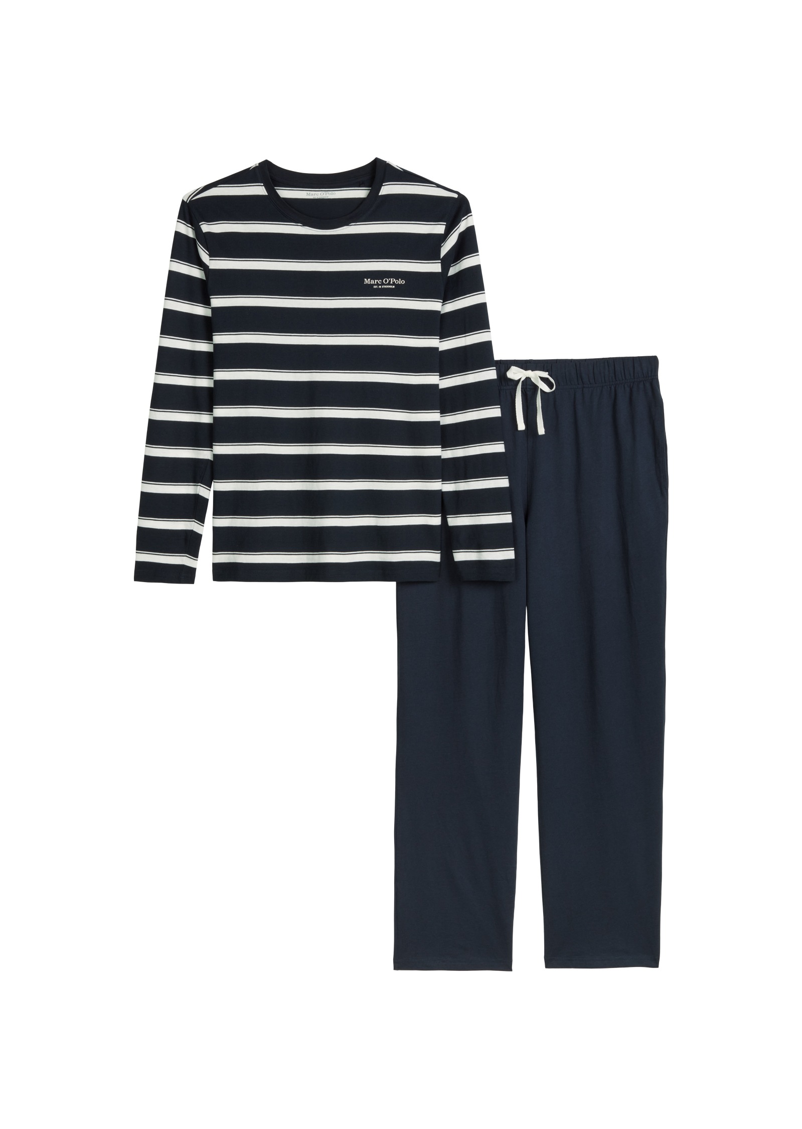 Marc O'Polo Schlafanzug »Mix N Match Cotton« 2 mit langen Ärmeln, Rundhalsausschnitt und Streifen
