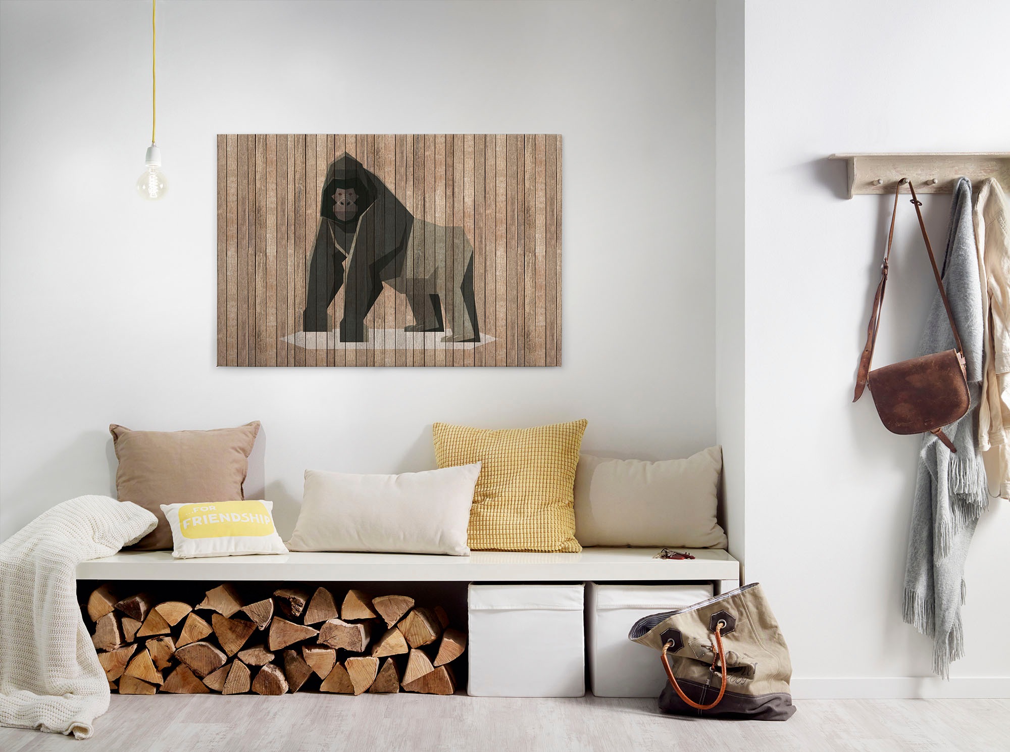 Bricoflor Leinwand Bild Mit Gorilla In Beige Braun Holzbild Mit Tier Motiv günstig online kaufen