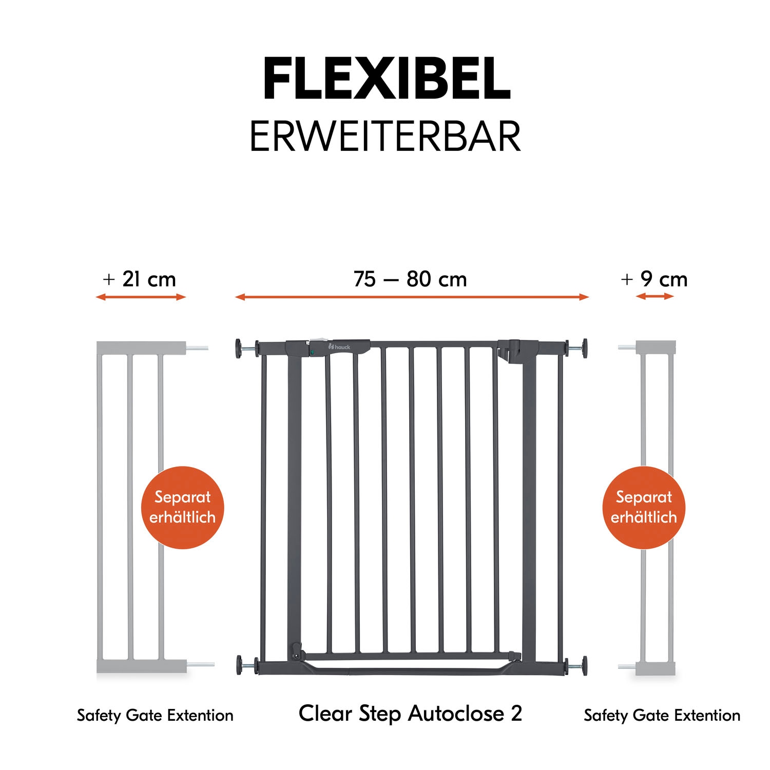 Hauck Türschutzgitter »Clear Step Autoclose 2, Dark Grey«, auch als Treppenschutzgitter verwendbar