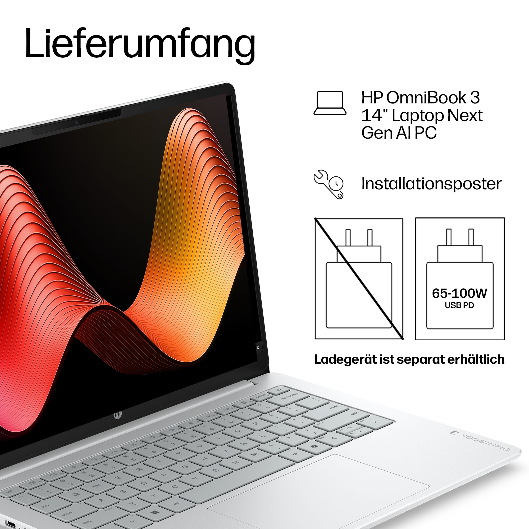 HP Notebook »OmniBook 3 14-hz0351ngx« 35,6 cm / 14 ″ Snapdragon X Adreno 512 GB SSD