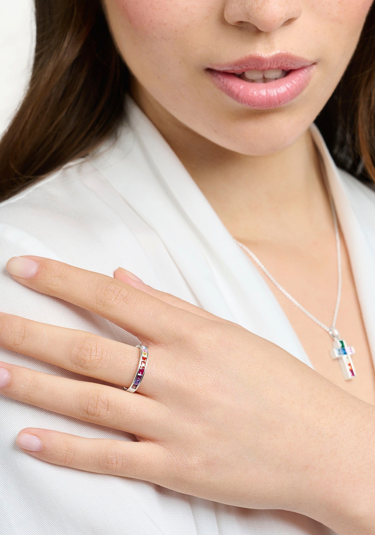 THOMAS SABO Fingerring »TR2403-477-7-52-64, TR2403-477-7-52-64, TR2403-996-7-52-66«, mit Glas-Keramik Stein, Korund, Zirkonia, Spinell (synth.)