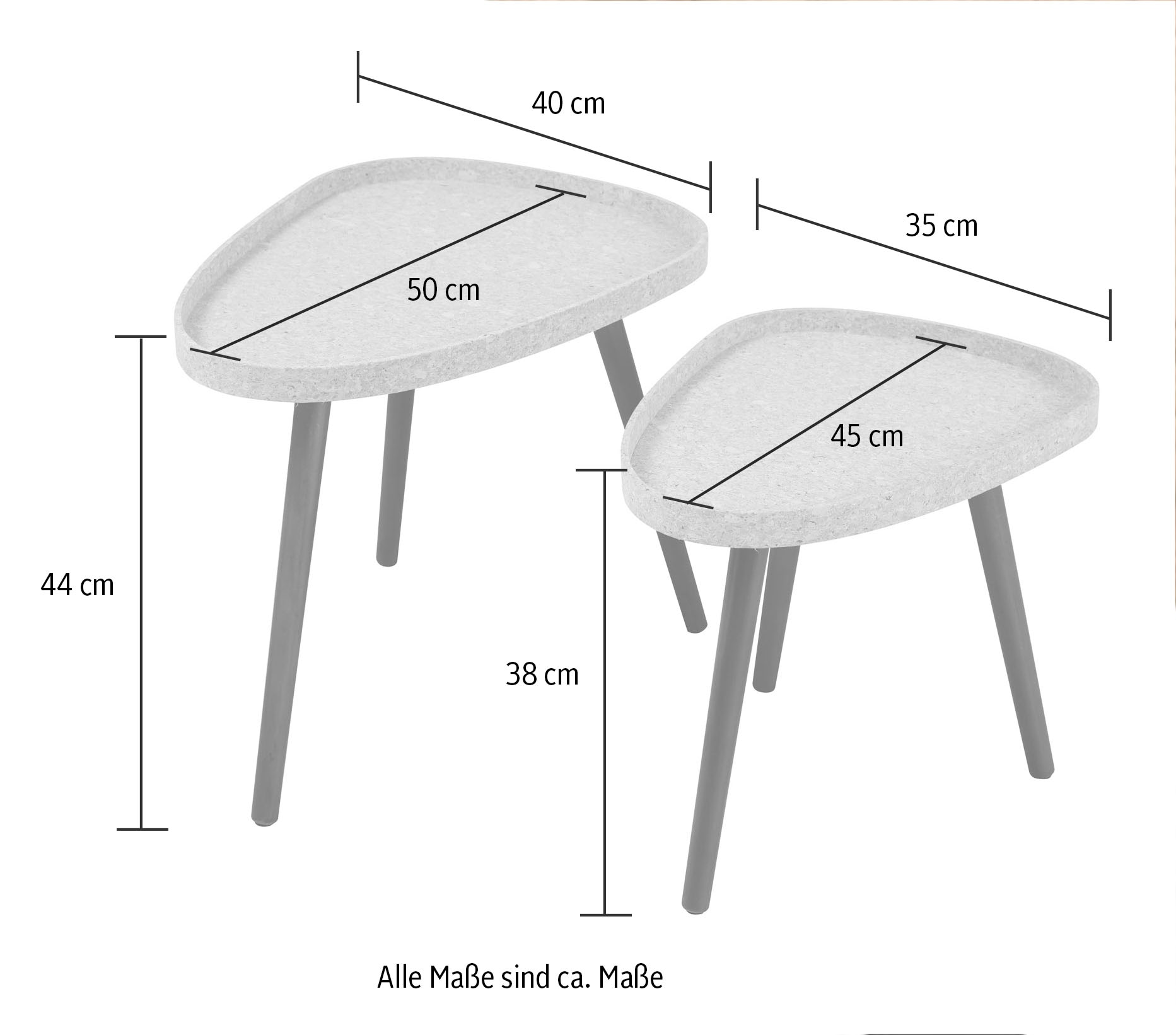 INOSIGN Beistelltisch, (Set, 2 St., 2er Set), Tischplatte aus Kork