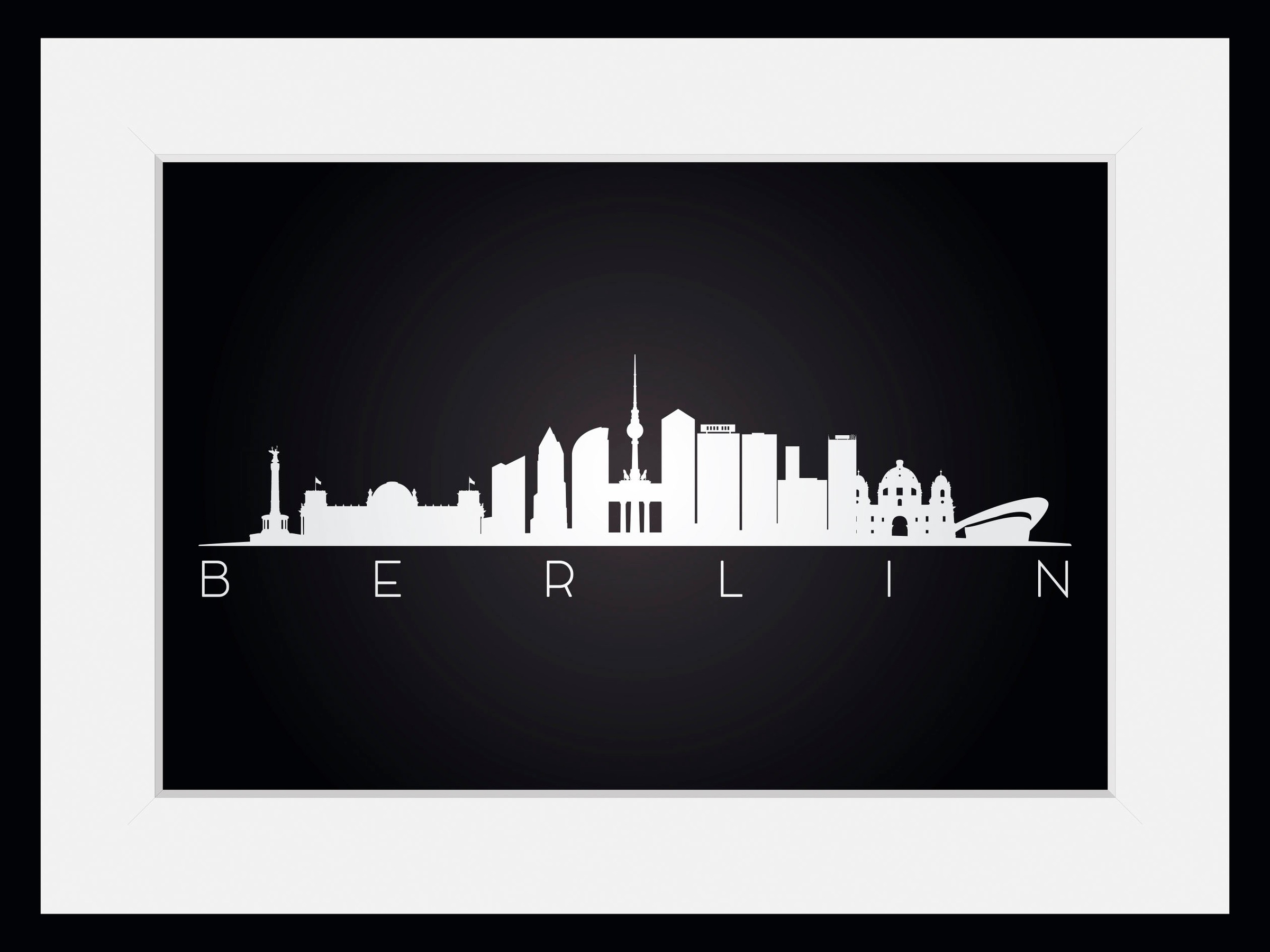 queence Bild »Berlin Sehenswürdigkeiten«, Städte-Stadt-Deutschland-Berlin-Gebäude, (1 St.), HD Premium Poster-Druck inkl. Holzrahmen