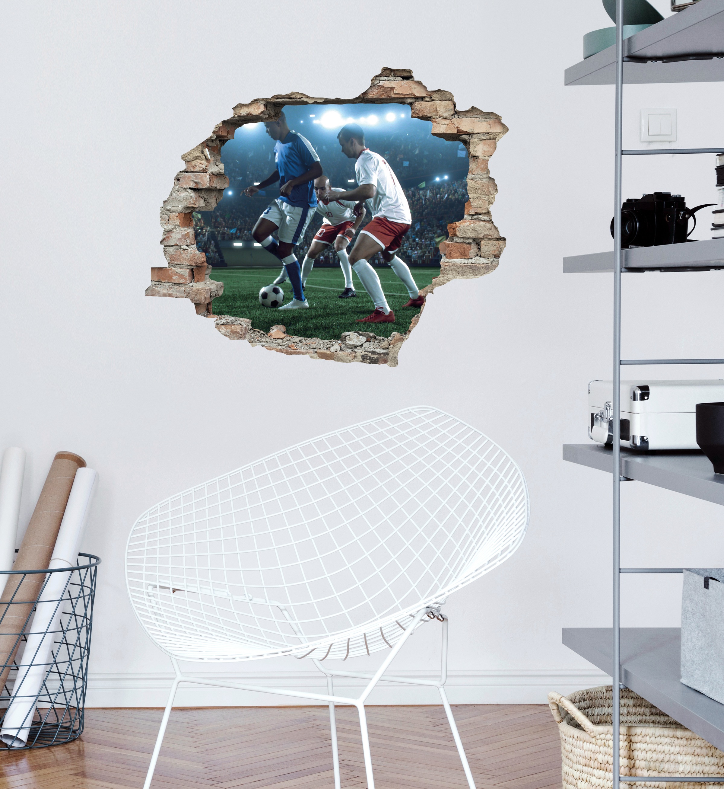 queence Wandtattoo »Fußball«, (1 St.), Wandsticker, Wandbild, selbstklebend, 3D, Wanddurchbruch