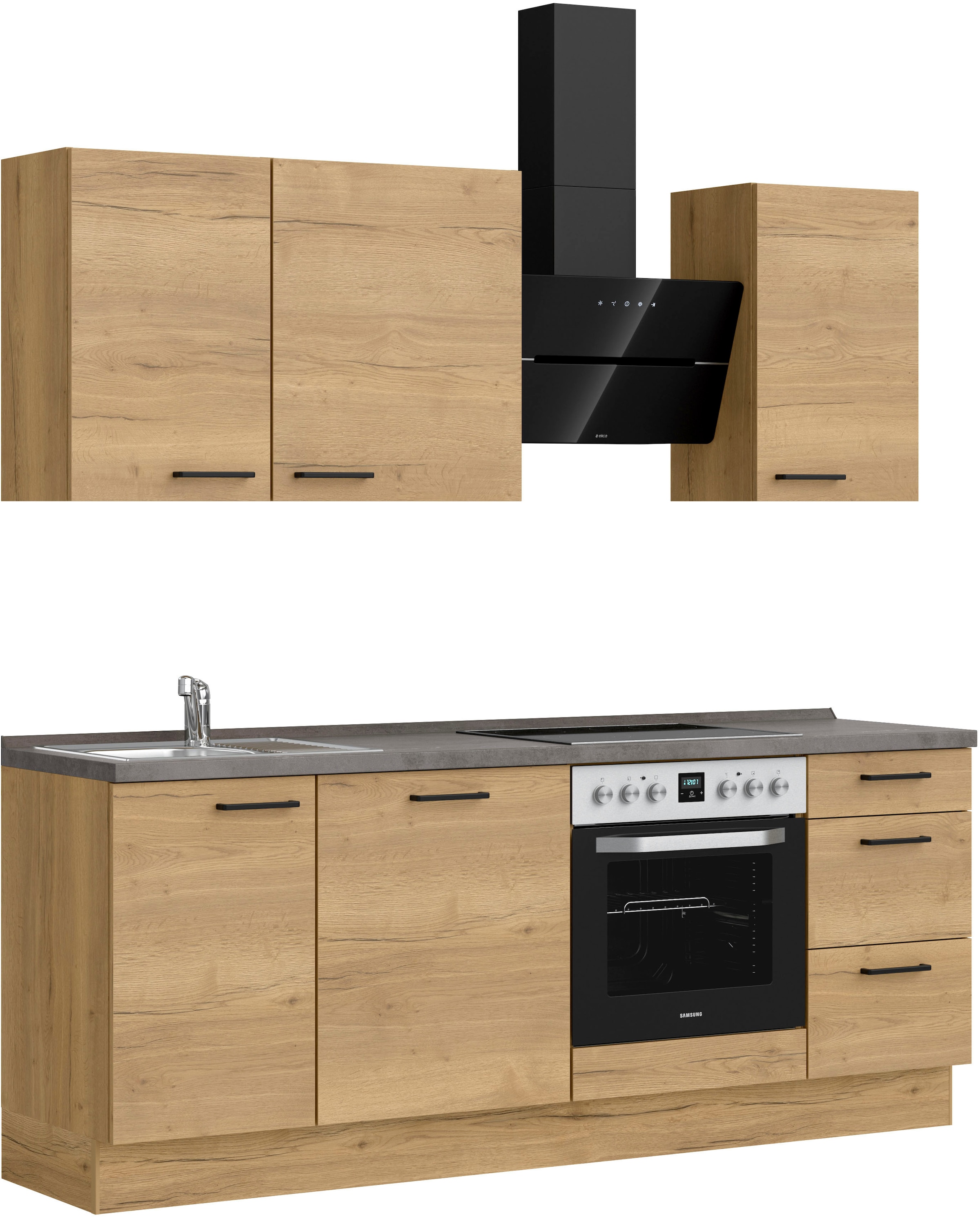 nobilia® Küchenzeile »"Structura II"«, vormontiert, Ausrichtung wählbar, Breite 210 cm, wahlw. mit E-Geräten