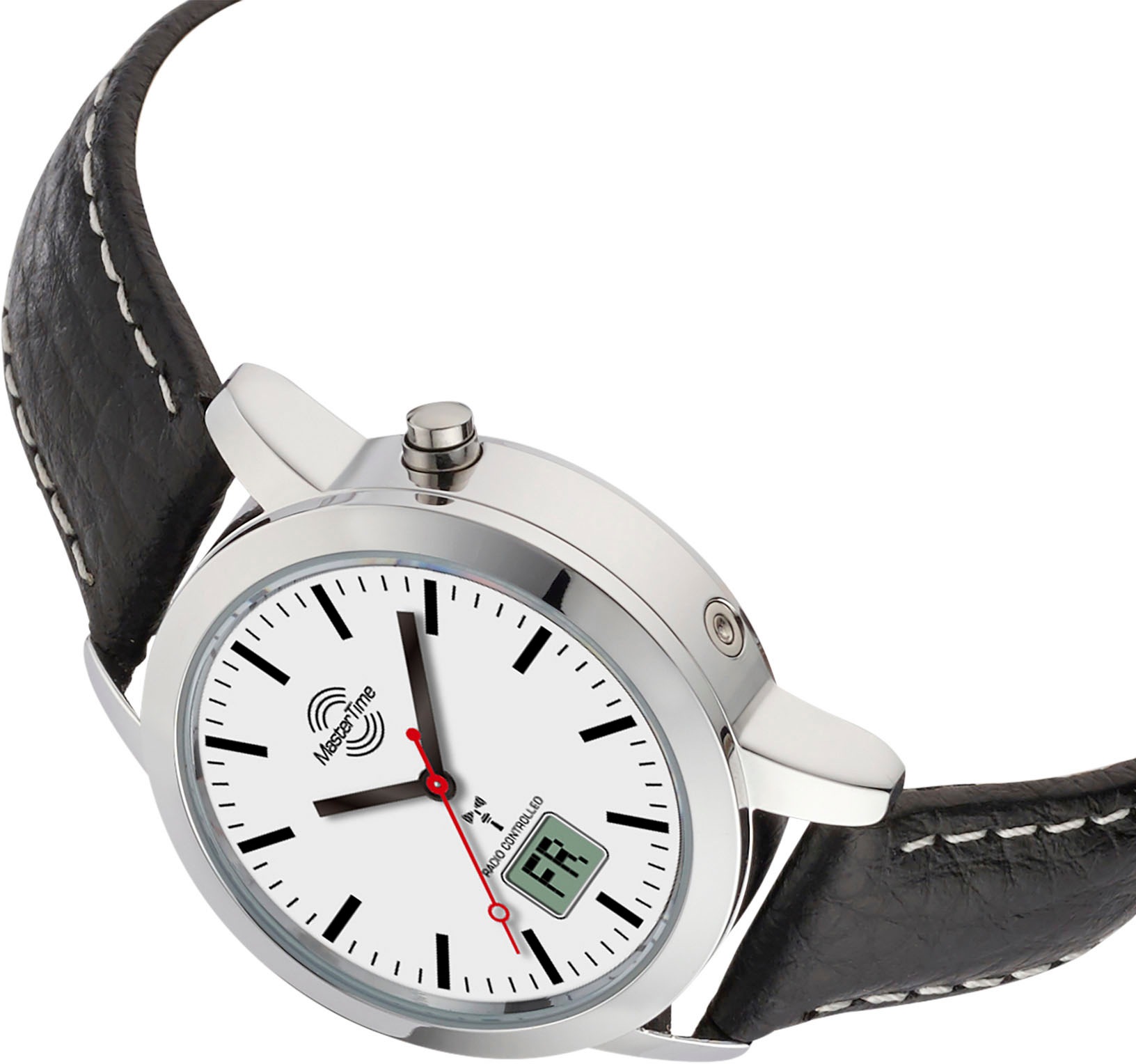MASTER TIME Funkuhr »Basic«, Armbanduhr, Quarzuhr, Damenuhr, Datum, Lederarmband
