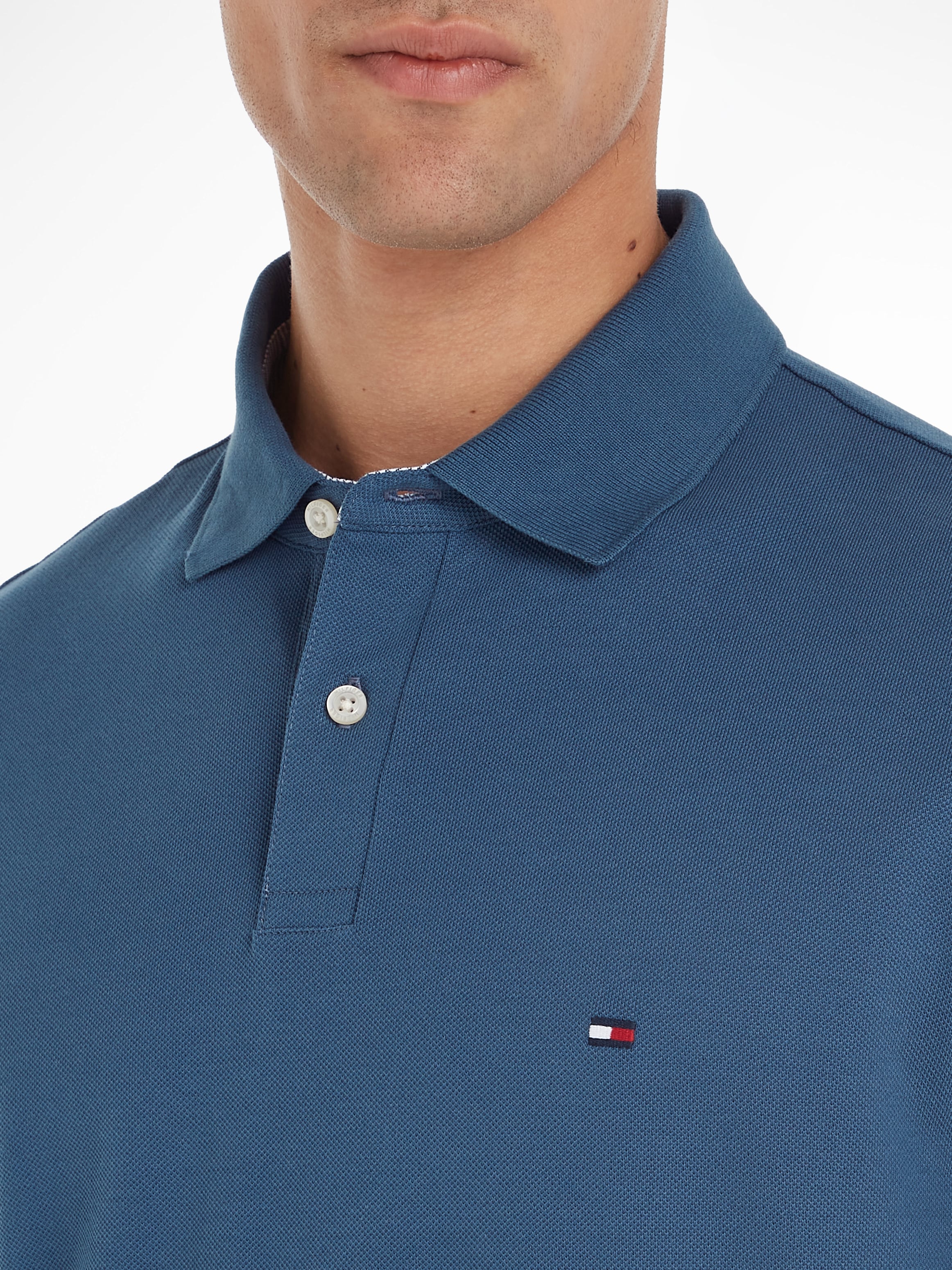 Tommy Hilfiger Poloshirt »1985 REGULAR POLO mit Kontraststreifen und Knopfleiste« unifarben, sportlich, regular fit, Baumwollmix, Polokragen