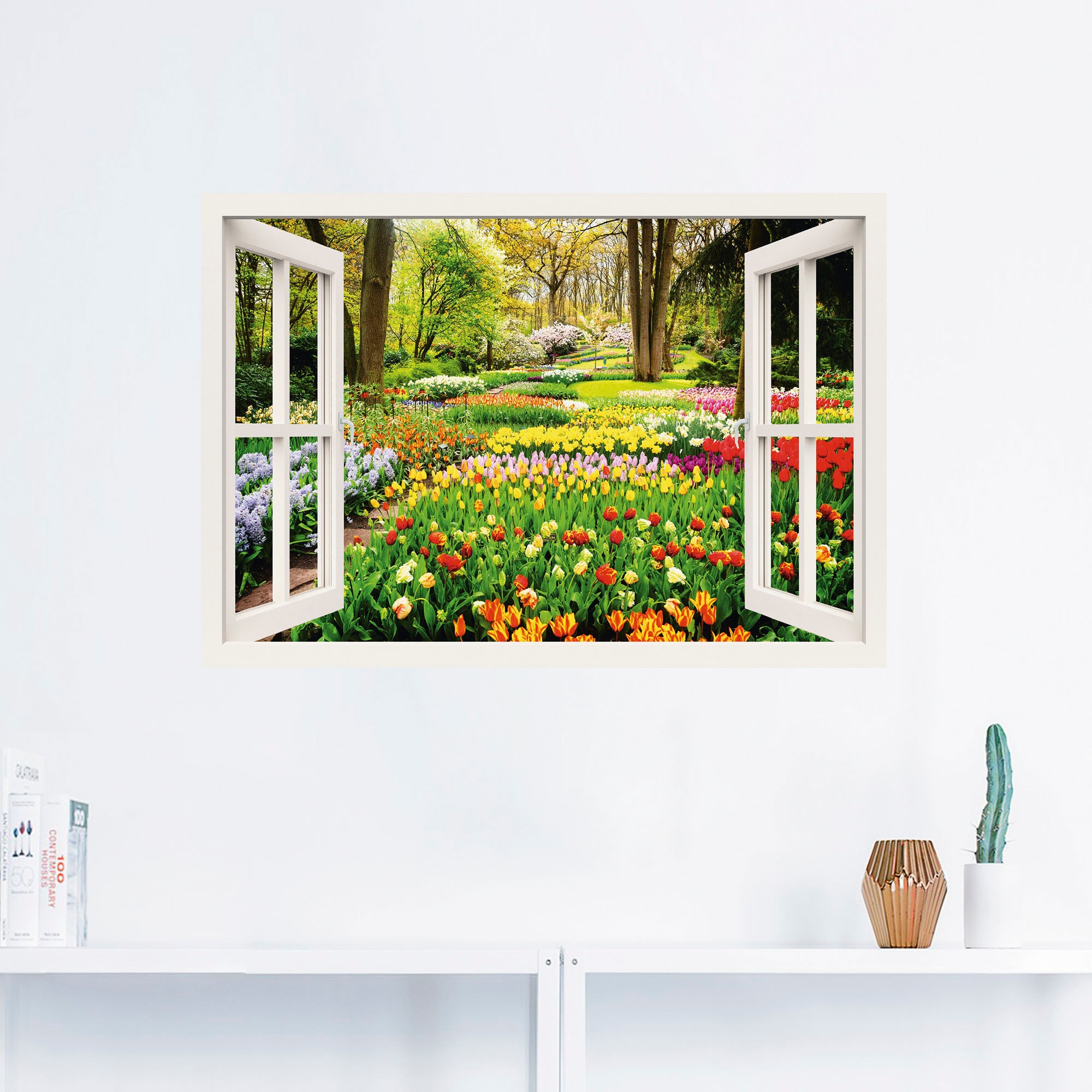 Tulpen Artland Rechnung »Fensterblick Frühling«, (1 St.) Wandbild Fensterblick, auf Garten bestellen