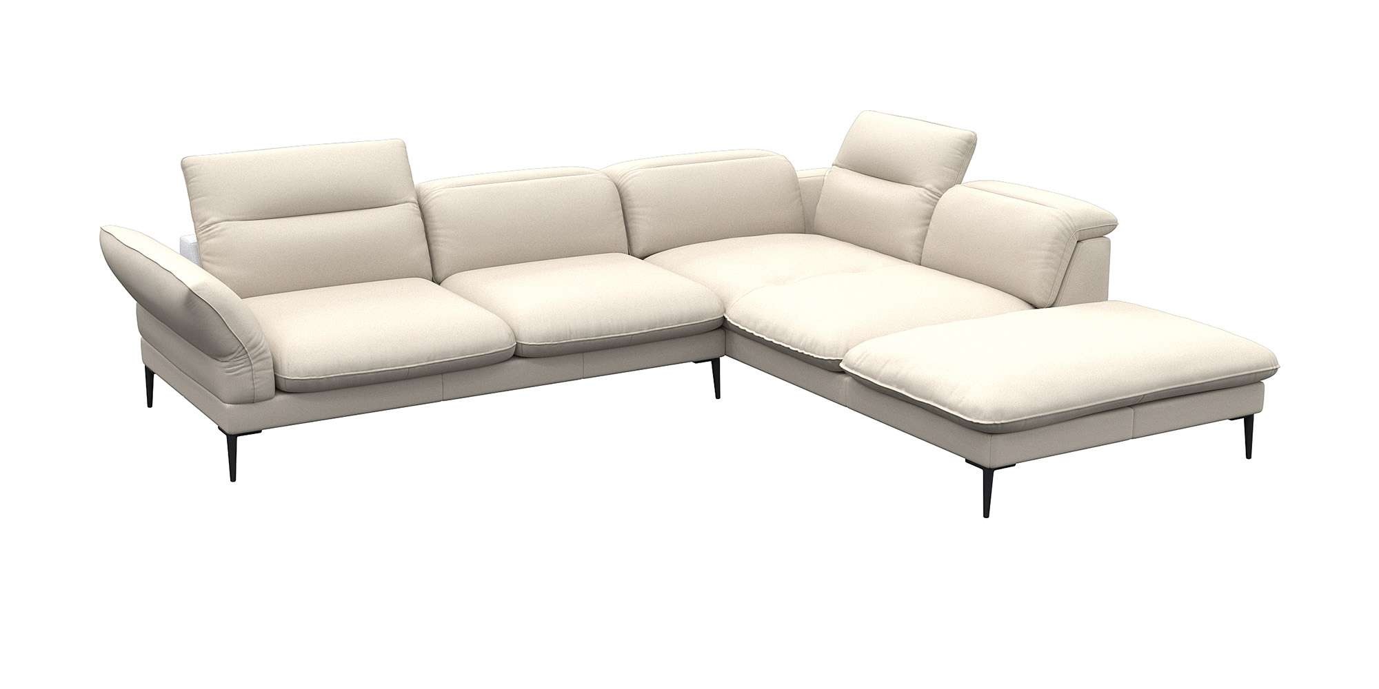 FLEXLUX Ecksofa »Salino, Funktionssofa mit Ottomane, Relaxsofa, Ecksofa«, Sofa mit Arm- und Kopfteil-Verstellungen, Kaltschaum & Stahl-Wellen