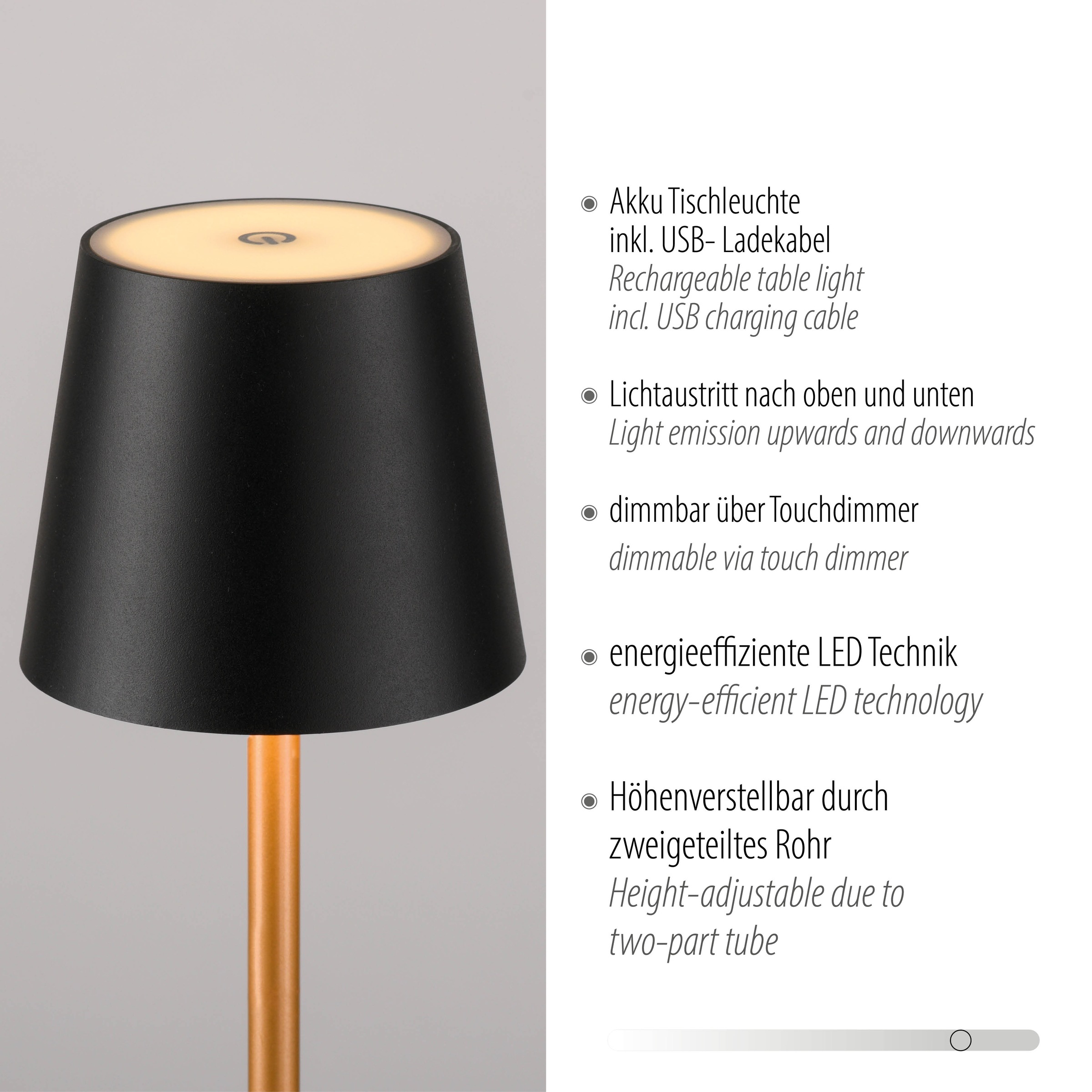 JUST LIGHT LED Tischleuchte »EURIA, 2er Set« LED-Board 2 Stk. Warmweiß LED Akku Tischlampe