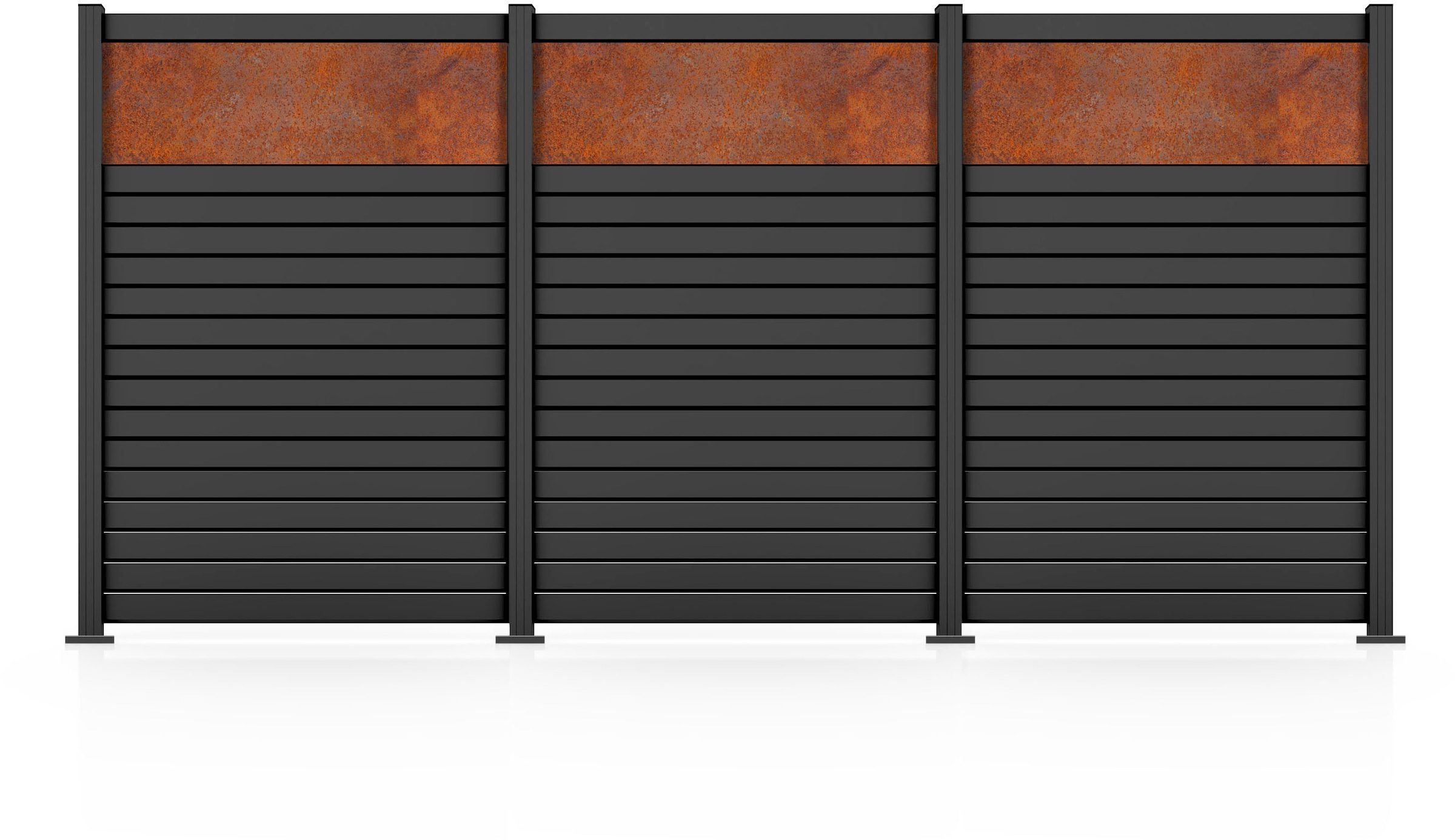 STAKET PRO Gartenzaun »Komplettzaun »Rhombus Mini« Breite 1200 mm + Cortenstahl«, Zaunhöhe 180 cm, Zaunlänge 2,484 - 3,726 m