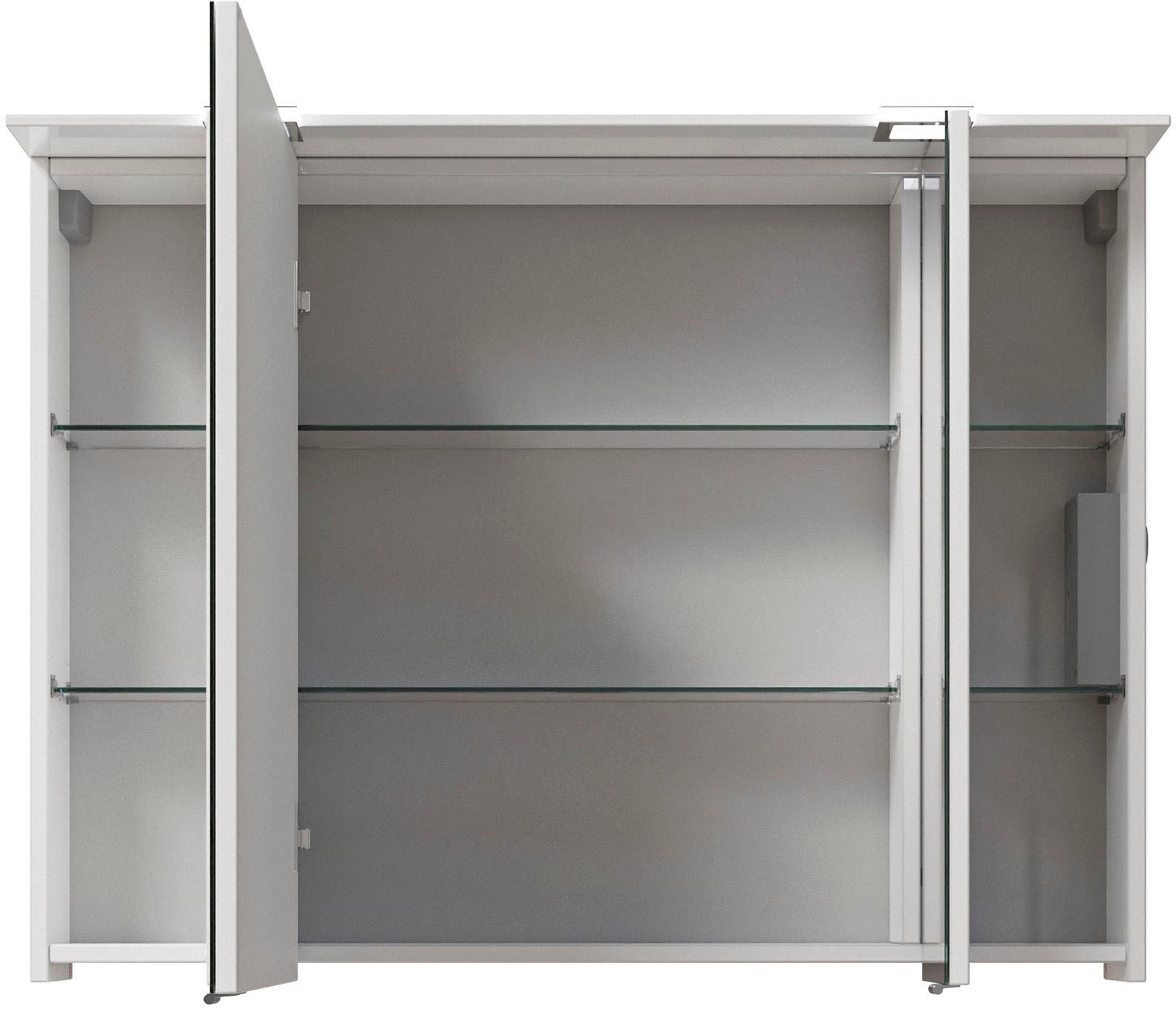 Saphir Badmöbel-Set »Serie 6025 2-teilig Mineralmarmor-Waschtisch mit LED-Spiegelschrank«, (2 St.), Waschplatz 97 cm breit, 2 Schubladen, 3 Spiegel-Türen, inkl Türdämpfer