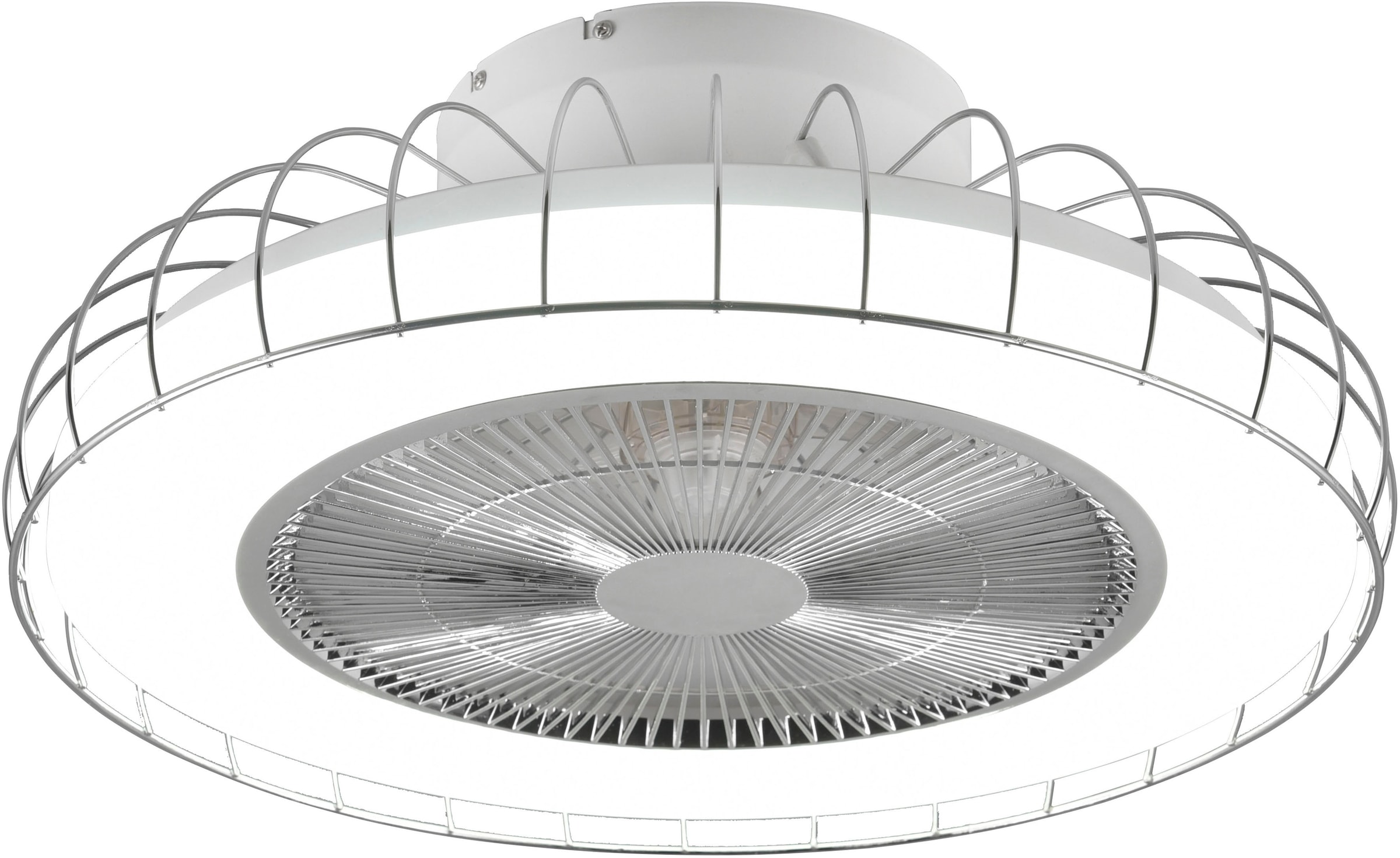 REALITY Leuchten LED Deckenleuchte »Sandfjord Deckenventilator«, 1 flammig, Leuchtmittel LED-Board | LED fest integriert, Deckenlampe, Ventilator 3 Stufen,WiZ Smart Home,Lichtfarbe einstellbar