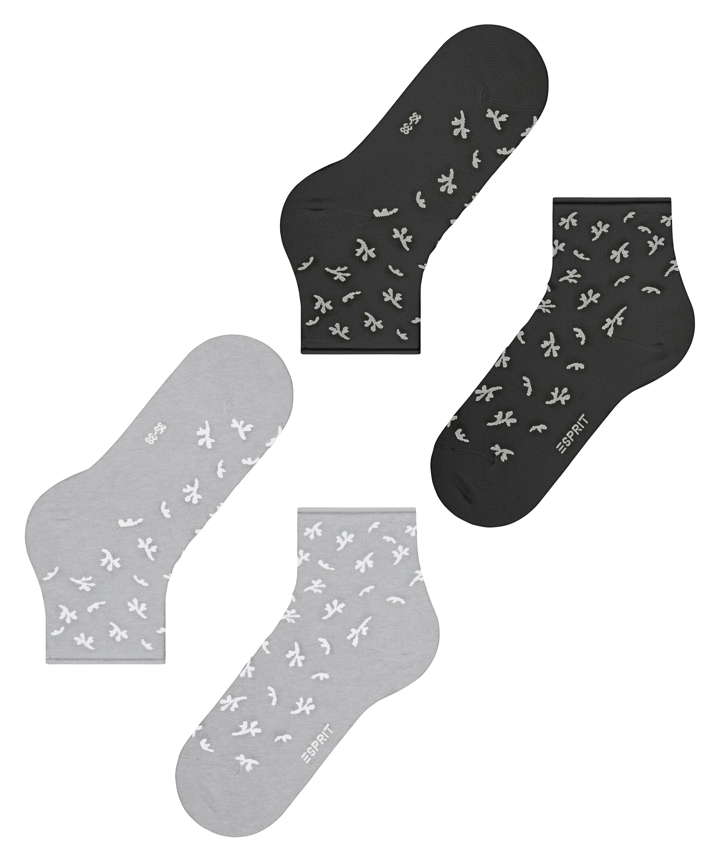 Esprit Kurzsocken »Twig« 2 Paar,  mit kleinem Rollrand, florales Muster