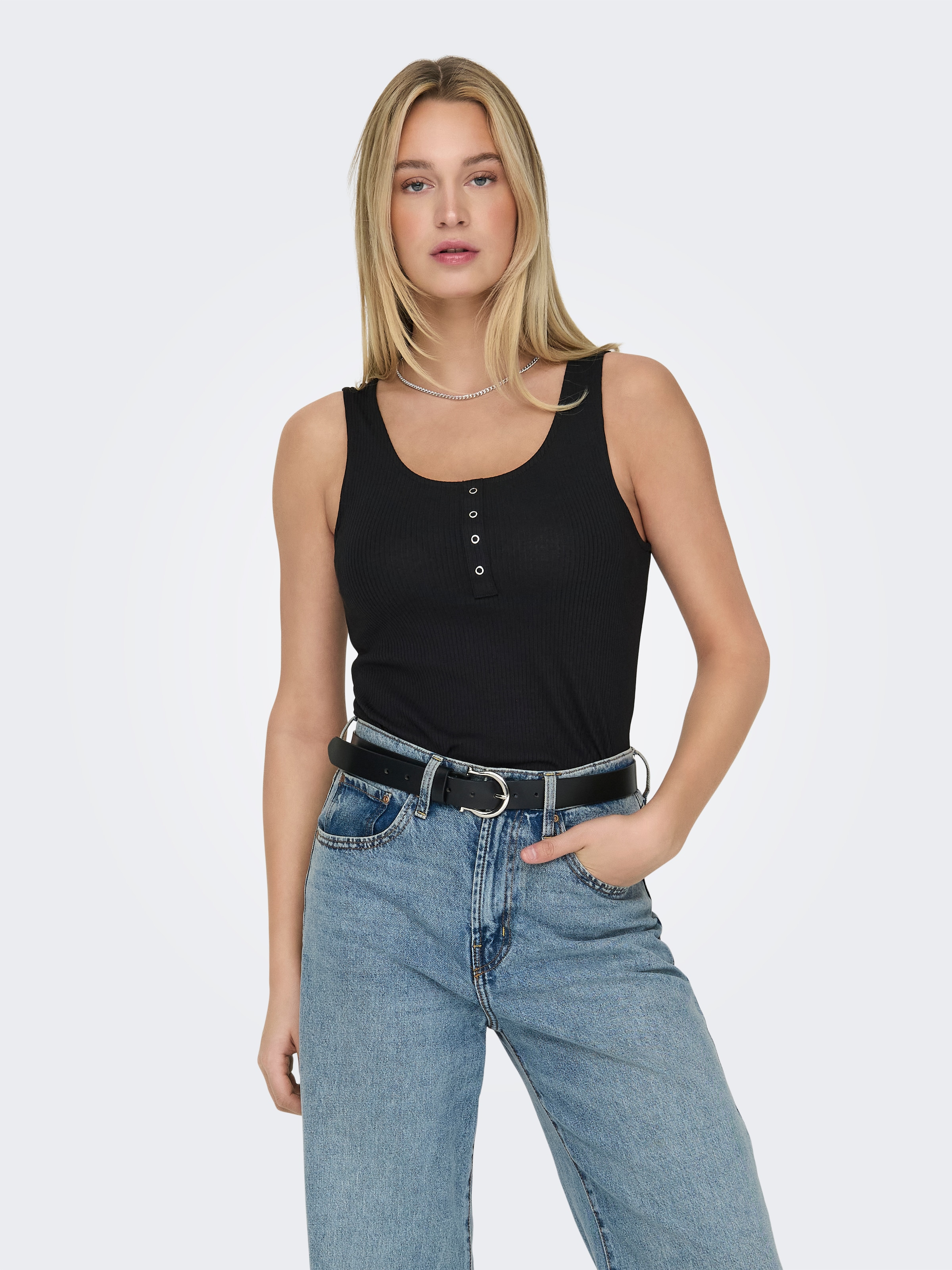 ONLY Ripptanktop »ONLSIMPLE LIFE S/L BUTTON TOP JRS CS 2PK« Packung, 2 Stk.