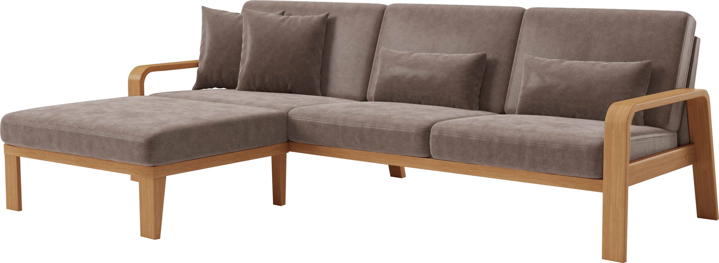 sit&more Ecksofa »Kolding L-Form«, Armlehnen aus eichefarbigem Buchenholz, verschiedene Bezüge und Farben