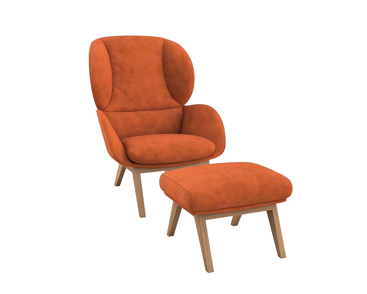 FLEXLUX Ohrensessel "Adria", Stil & Komfort, organische Form, Fuß Eiche günstig online kaufen