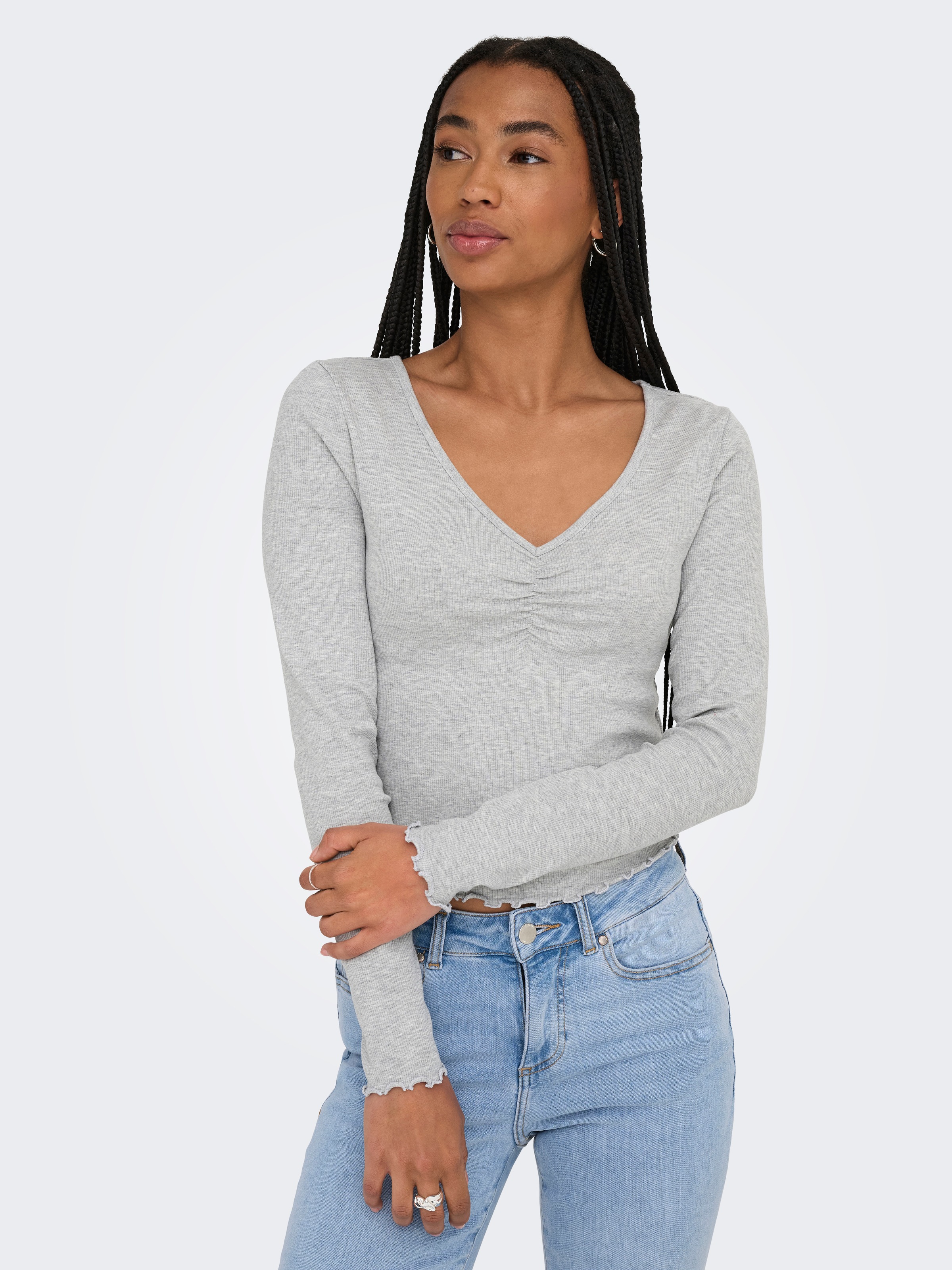 ONLY Langarmshirt »ONLBETTY L/S V-NECK TOP CC JRS«