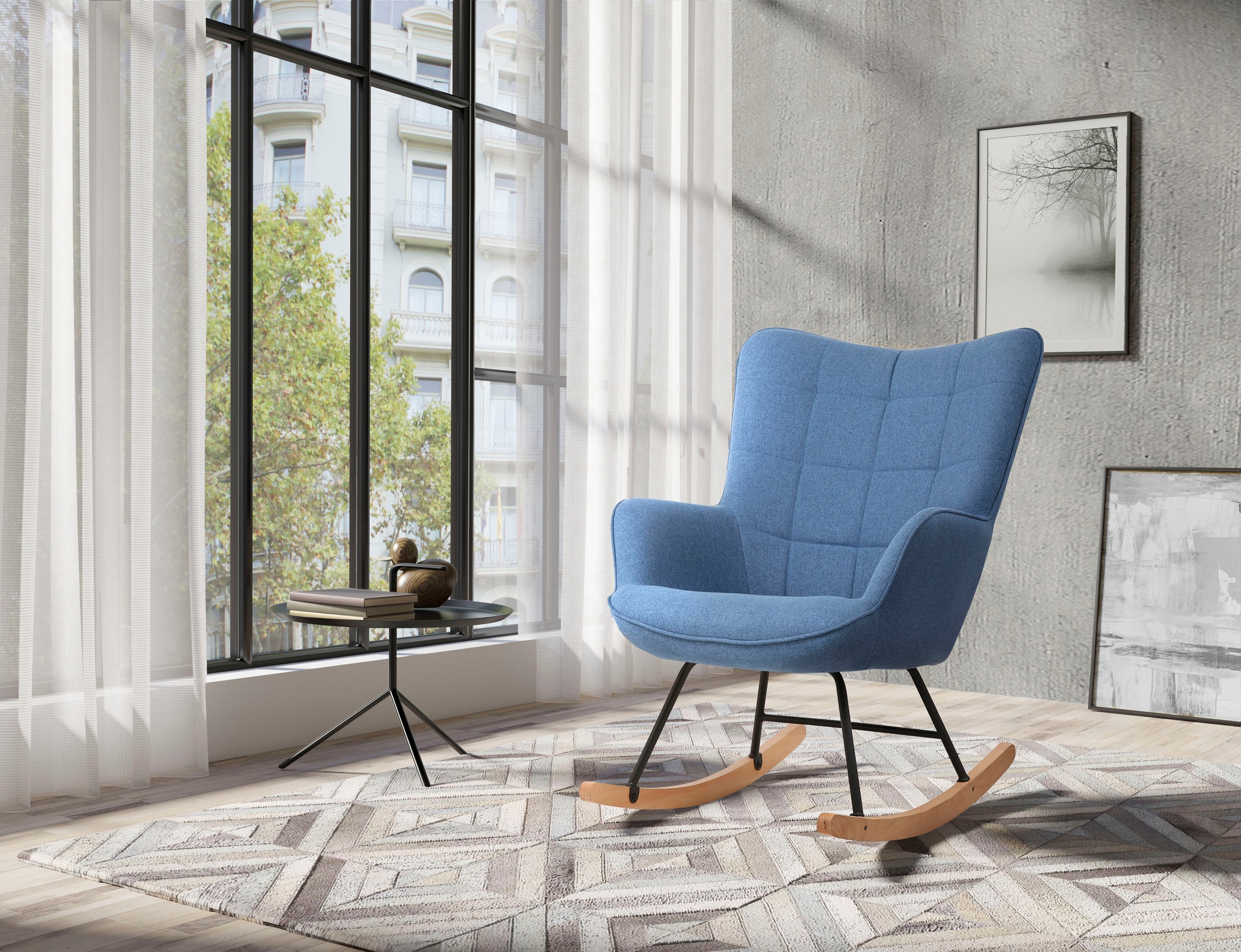 byLIVING Schaukelstuhl »Richie«, 1 St., moderne Metallbeine mit Holzkufe, i günstig online kaufen
