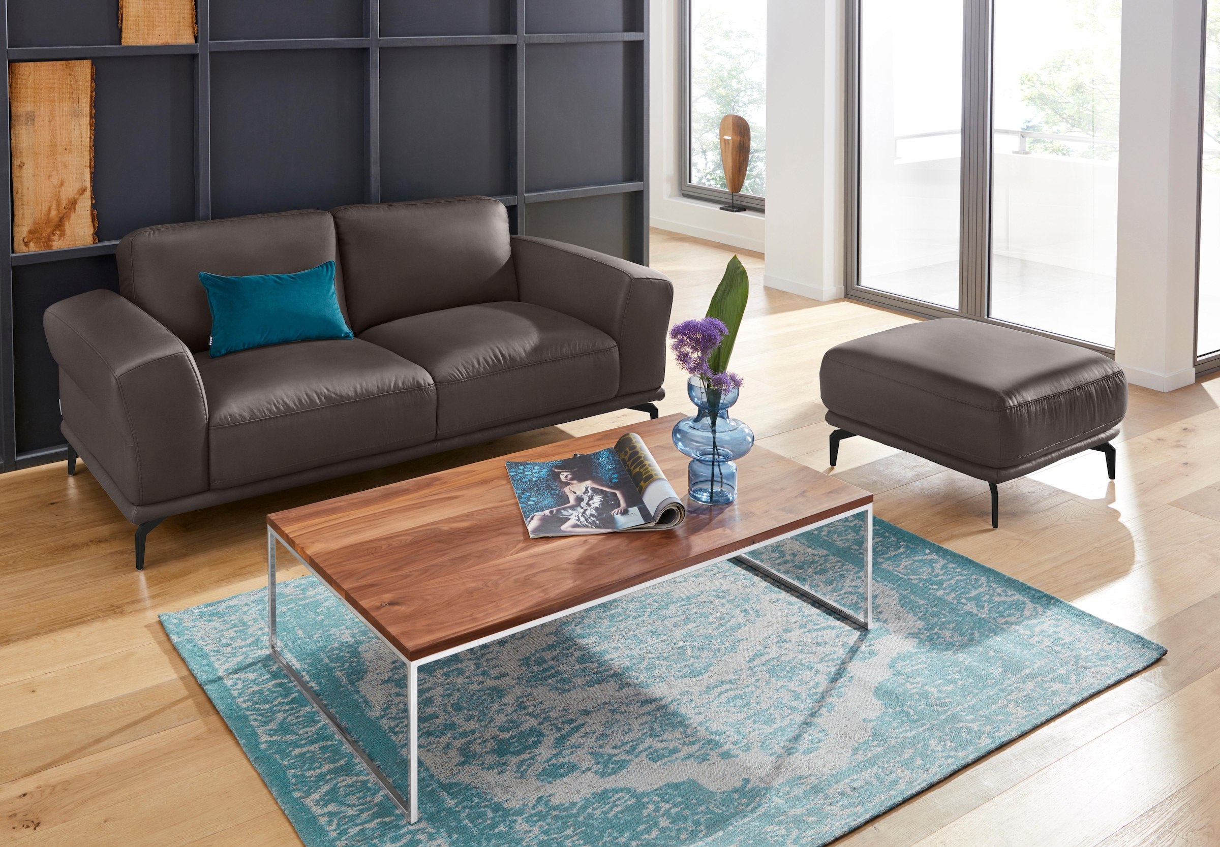 W.SCHILLIG Hocker »montanaa«, mit Metallfüßen in Schwarz pulverbeschichtet, Breite 71 cm