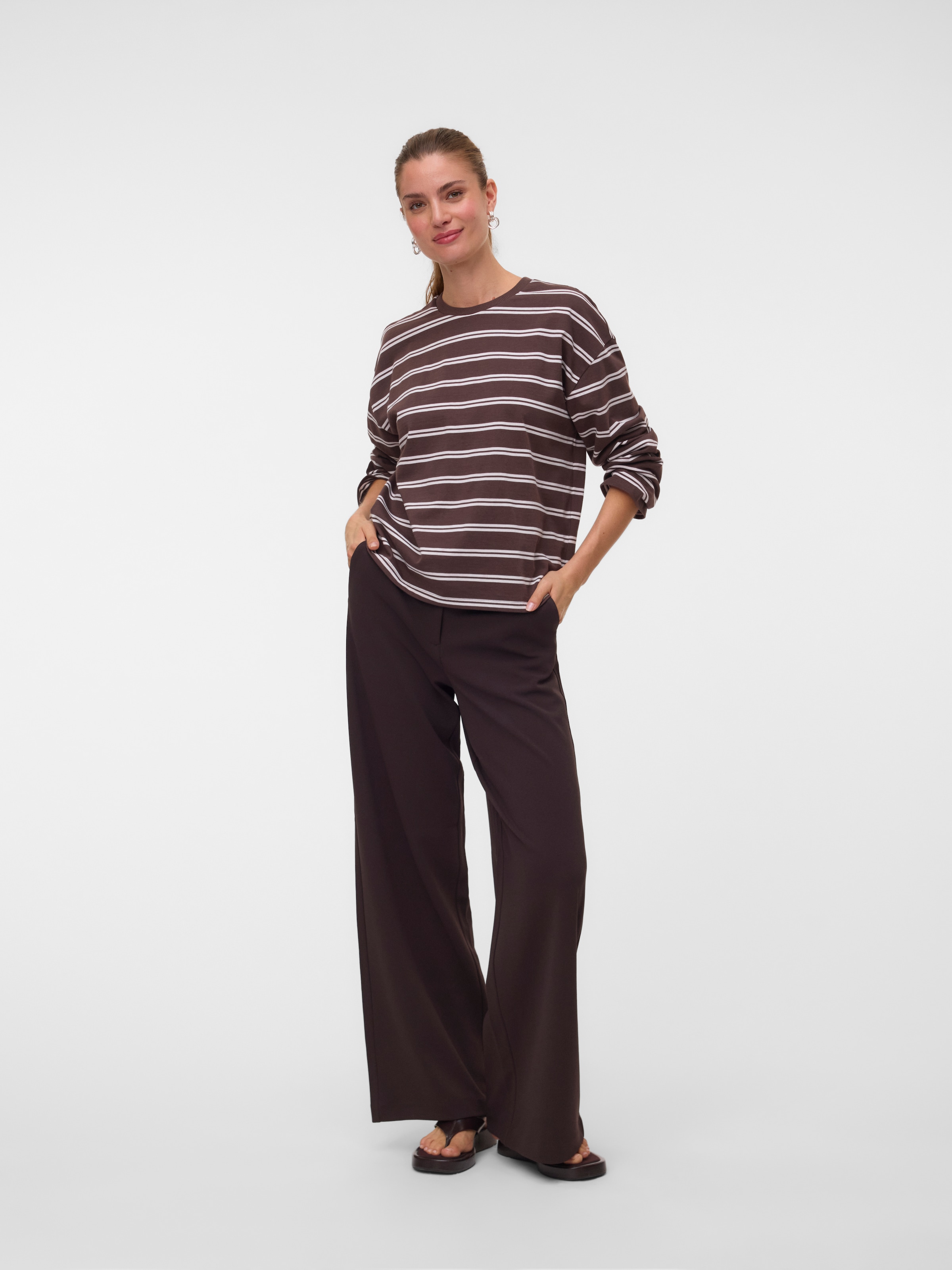 Vero Moda Anzughose »VMZAMIRA MW WIDE PANT NOOS«  Materialmix, wide fit, regular waist
