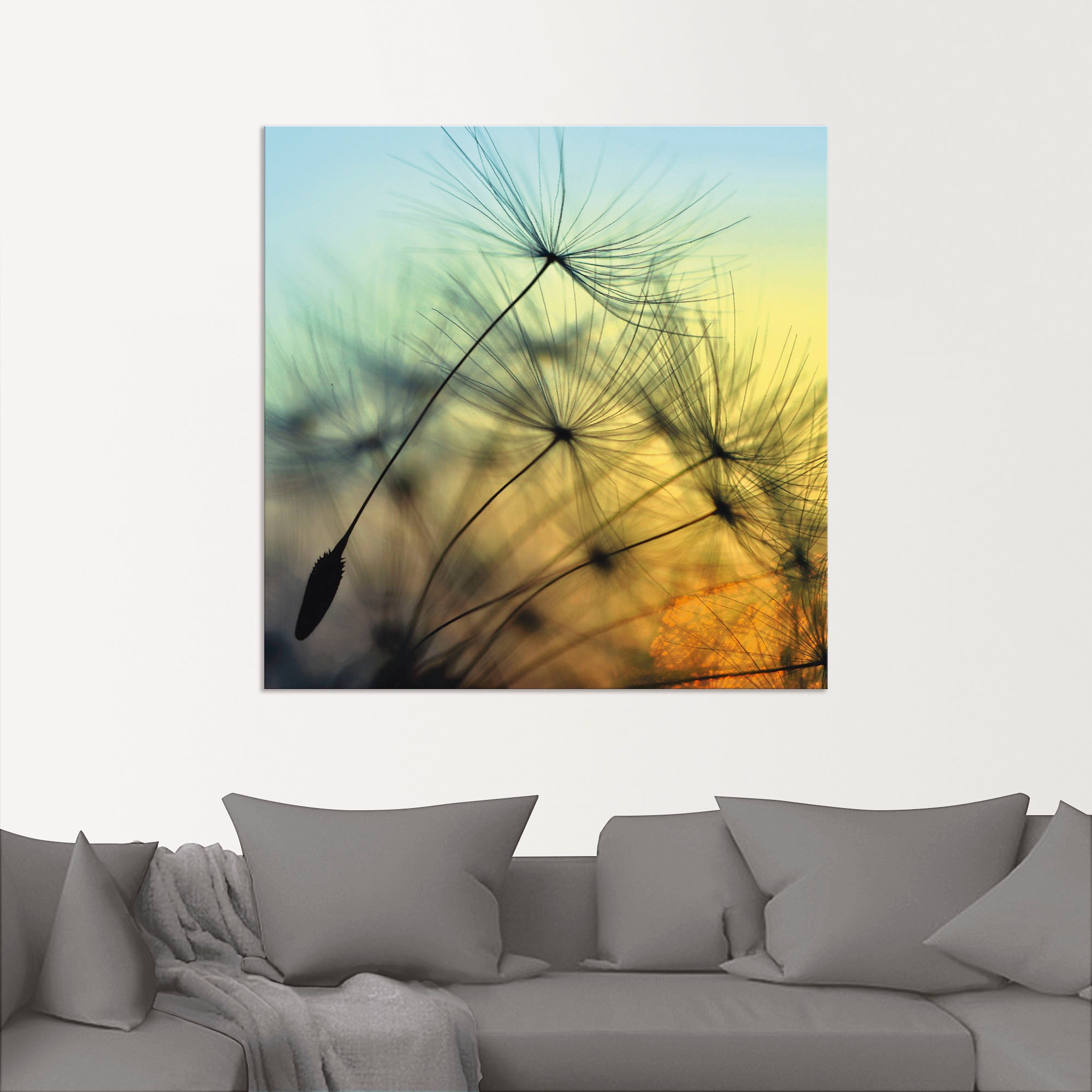 Artland Wandbild "Goldener Sonnenuntergang und Pusteblumen" Blumen 1 tlg. a günstig online kaufen