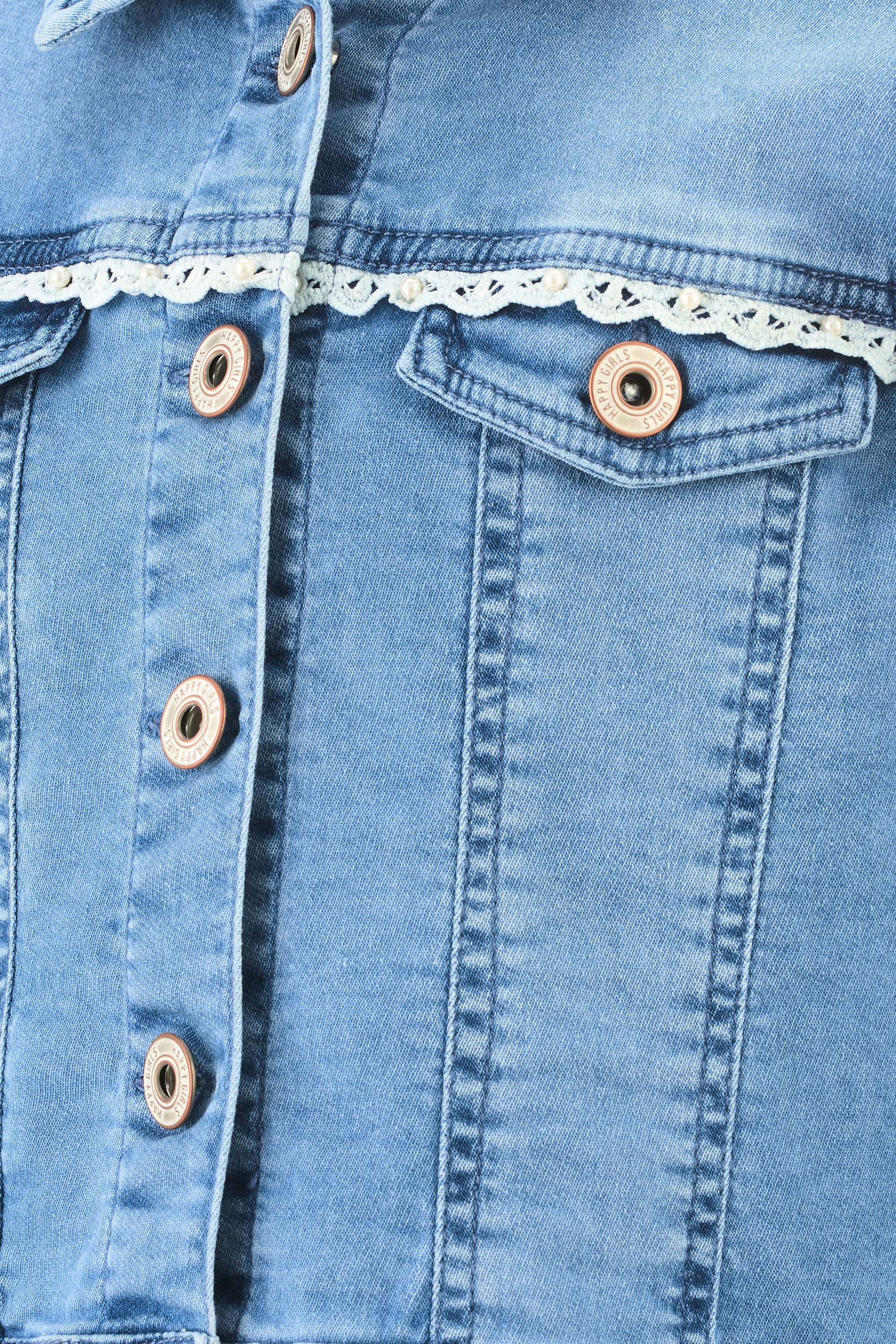 happy girls Jeansjacke ohne Kapuze mit tollem Spitzendetail