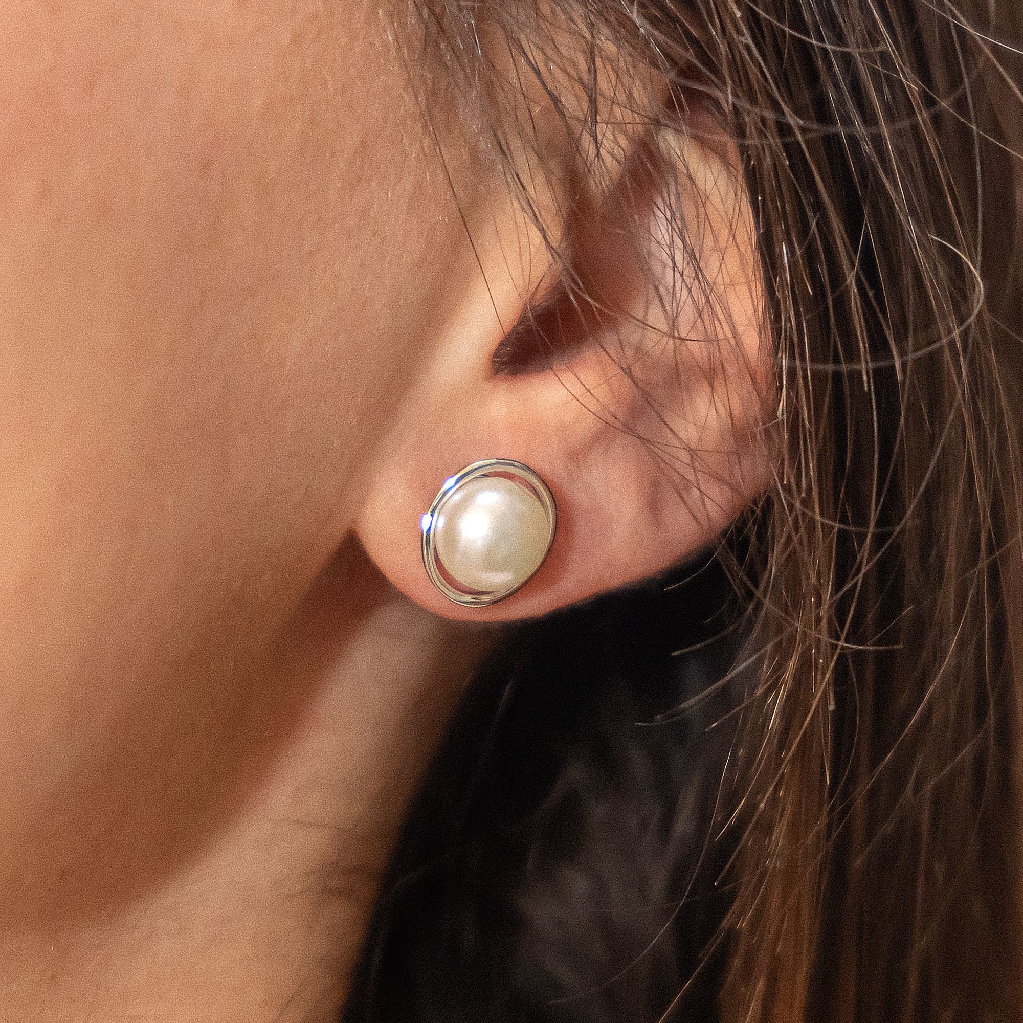 Zeeme Paar Ohrstecker »925/- Sterling Silber Perle weiß«