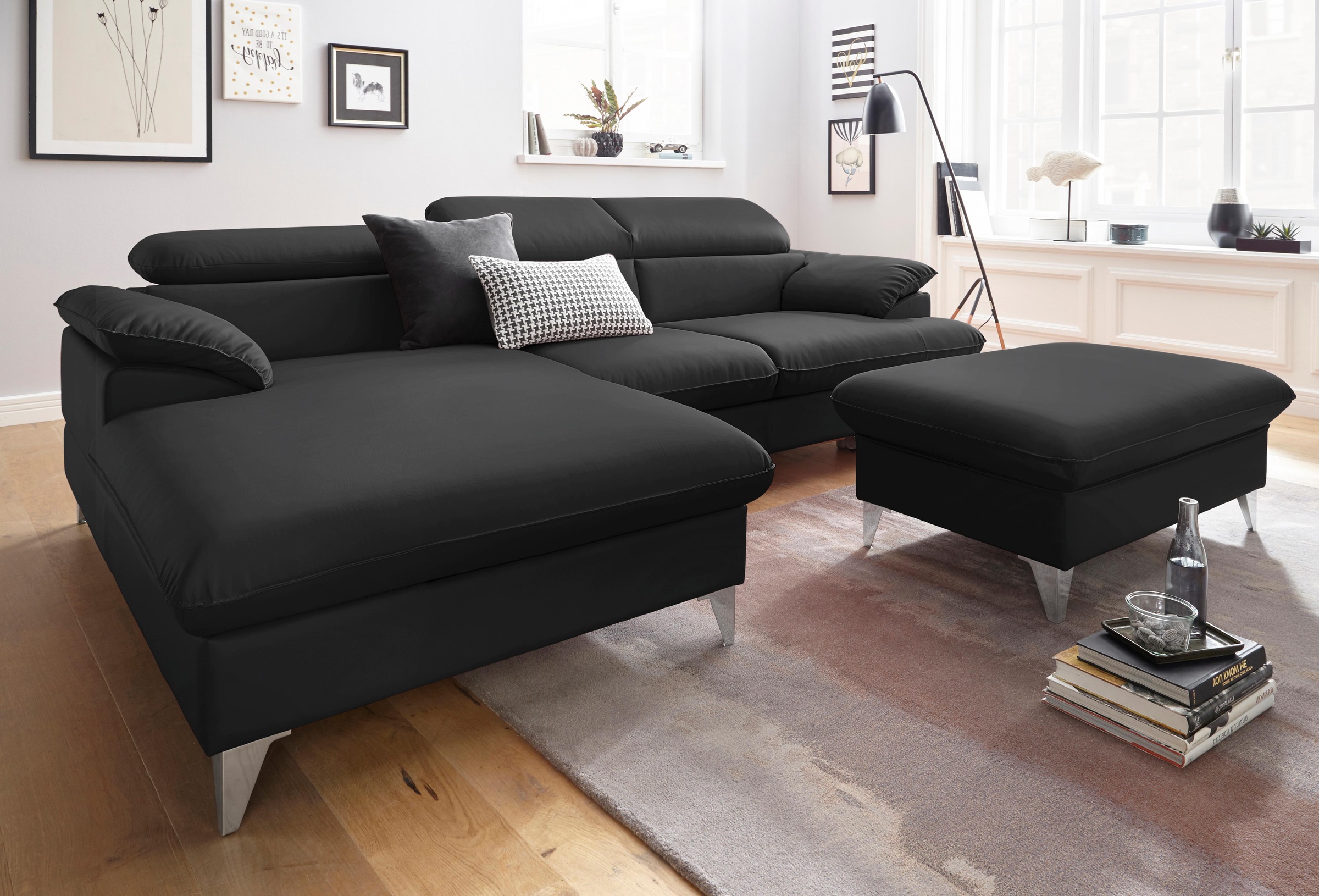 COTTA Ecksofa »Caluso L-Form«, mit Kopfteilverstellung, wahlweise mit Bettfunktion & Bettkasten