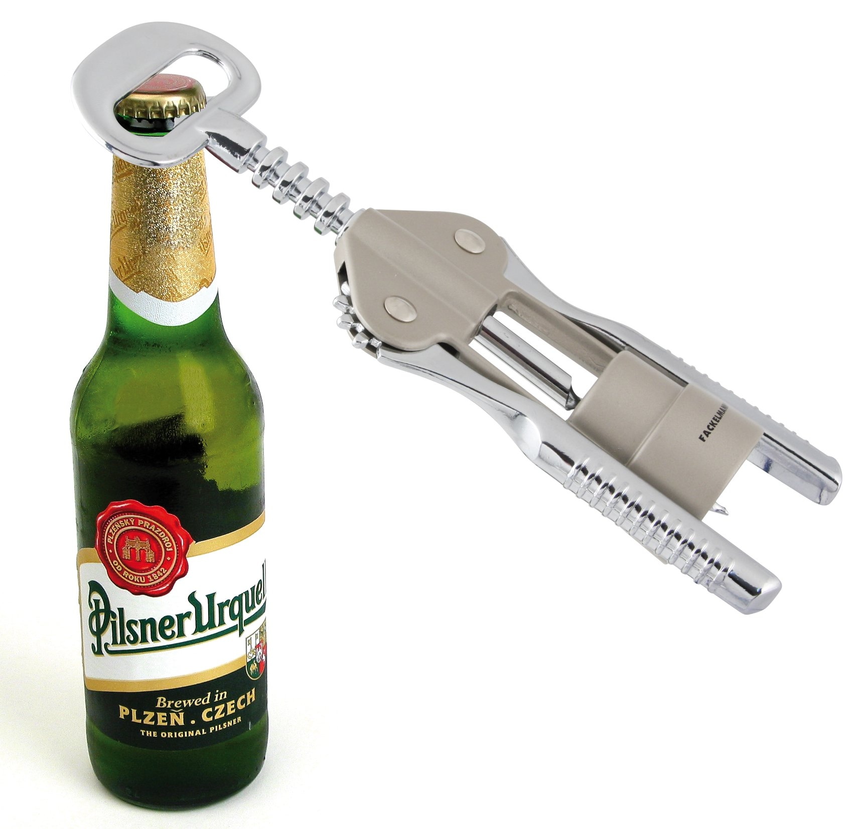 FACKELMANN Weinflaschenöffner »Bar&Wine, Wein-/Proseccoöffner« eleganter Flaschenöffner in Beige, Verzinkt & Verchromt