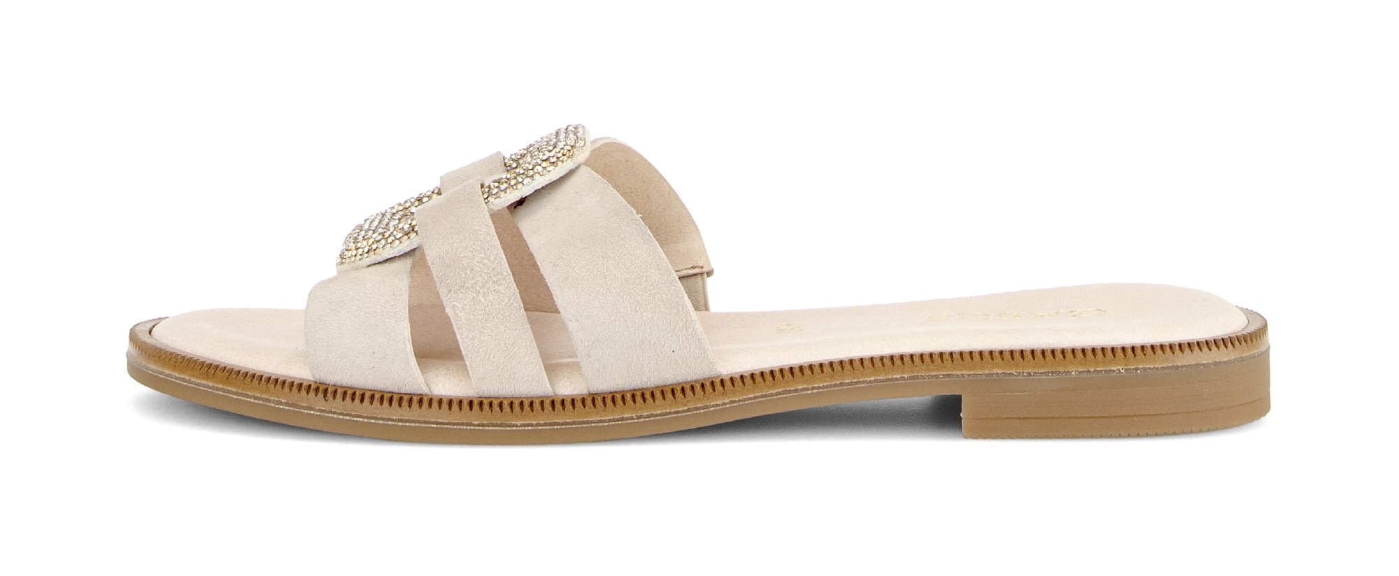 Gabor Pantolette  Blockabsatz, Sommerschuh, Schlupfschuh, Zierspange mit Schmucksteinen