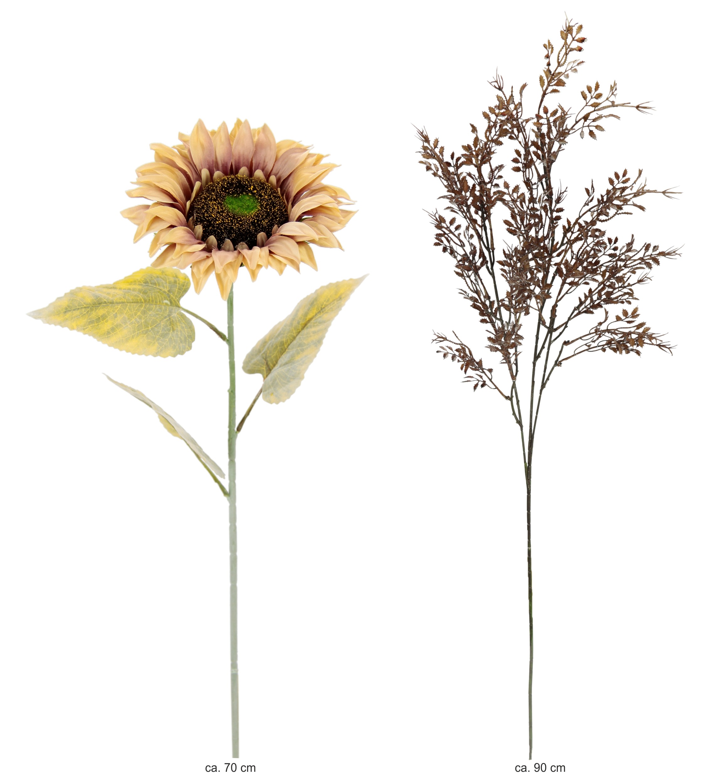 I.GE.A. Kunstblumenstrauß »Kunstblumen Set Sonnenblume«, Mit Dekozweig 70cm Blumenarrangement Sonnenblumenzweig künstlich Deko
