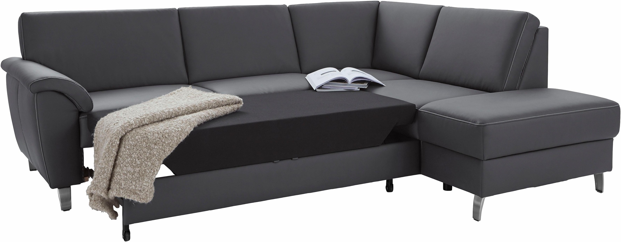 sit&more Ecksofa »Texel L-Form«, mit Federkern, wahlweise mit Bettfunktion und Bettkasten
