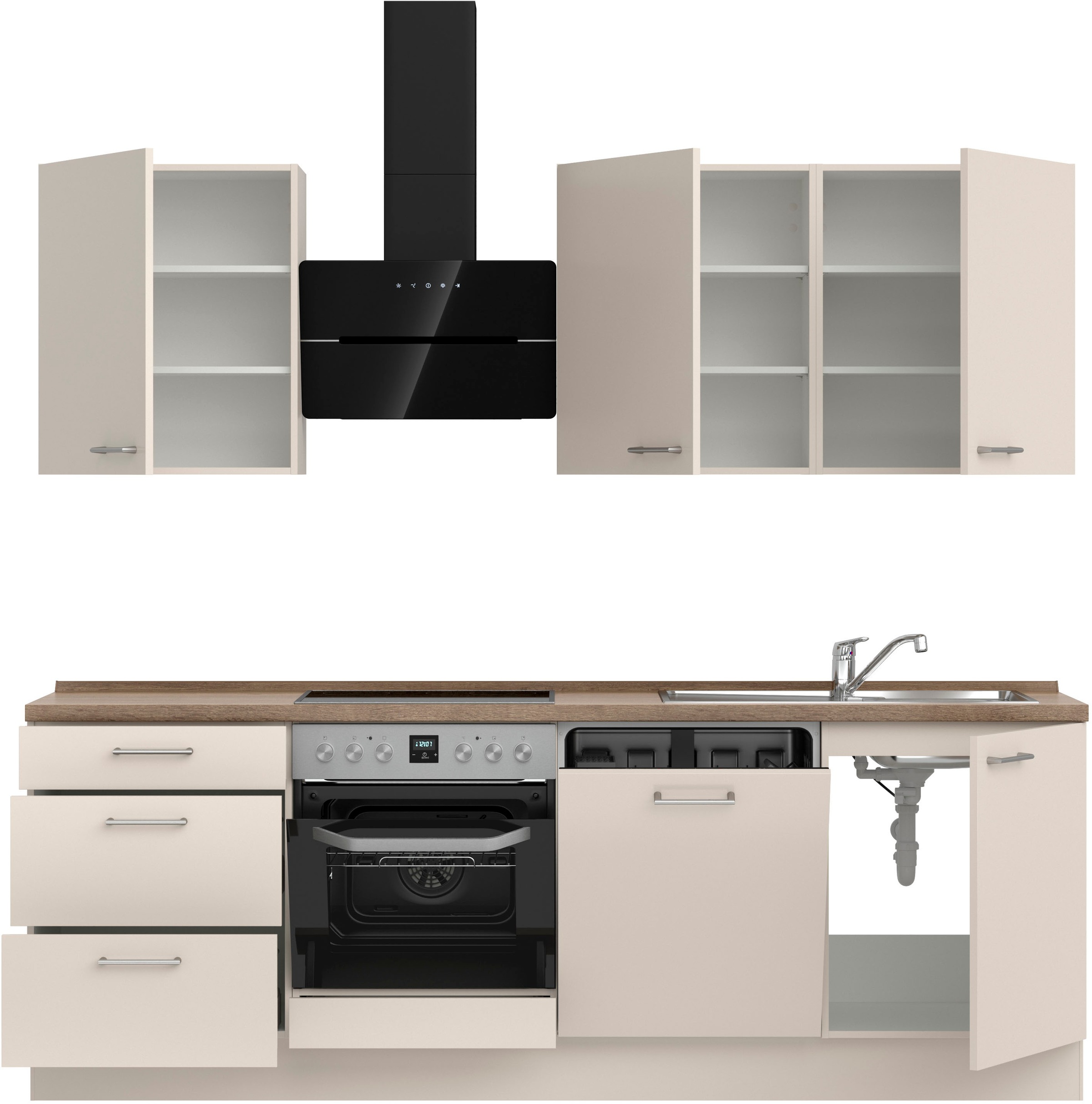 nobilia® Küchenzeile »"Laser II", Ausrichtung wählbar, Breite 240 cm« vormontiert, wahlw. mit unterschiedlichen E-Geräten-Sets