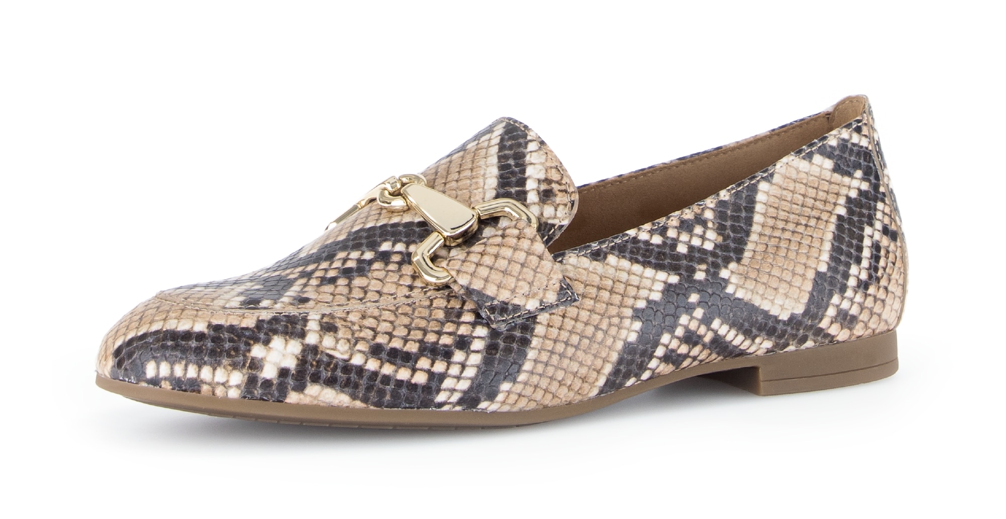 Gabor Slipper  Blockabsatz, Businessschuh mit goldfarbenem Schmuck-Zierriegel