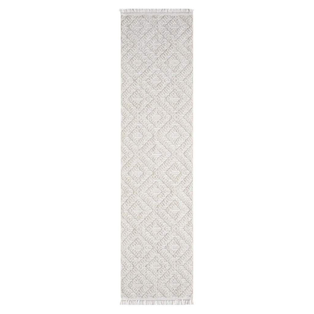 Carpet City Teppich »CLASICO 8927«, rechteckig, 11 mm Höhe, Läufer, Kurzflor, Hochtief-Muster, Boho, Fransen, Wohnzimmer