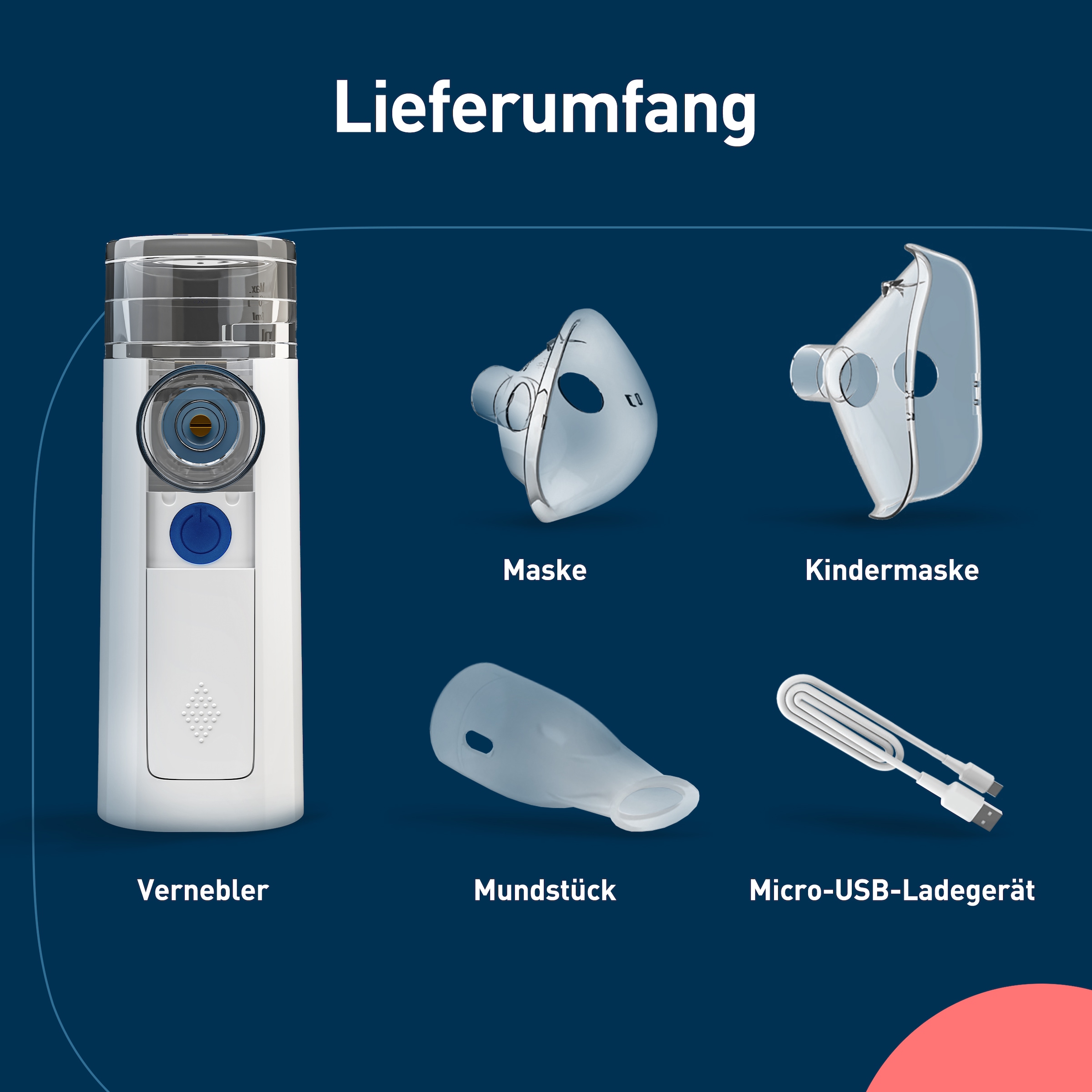 Omron Inhalationsgerät »mini Air 360+ einfach zu bedienen«, geräuschlos, Laden mit Micro-USB, für Erwachsene & Kinder
