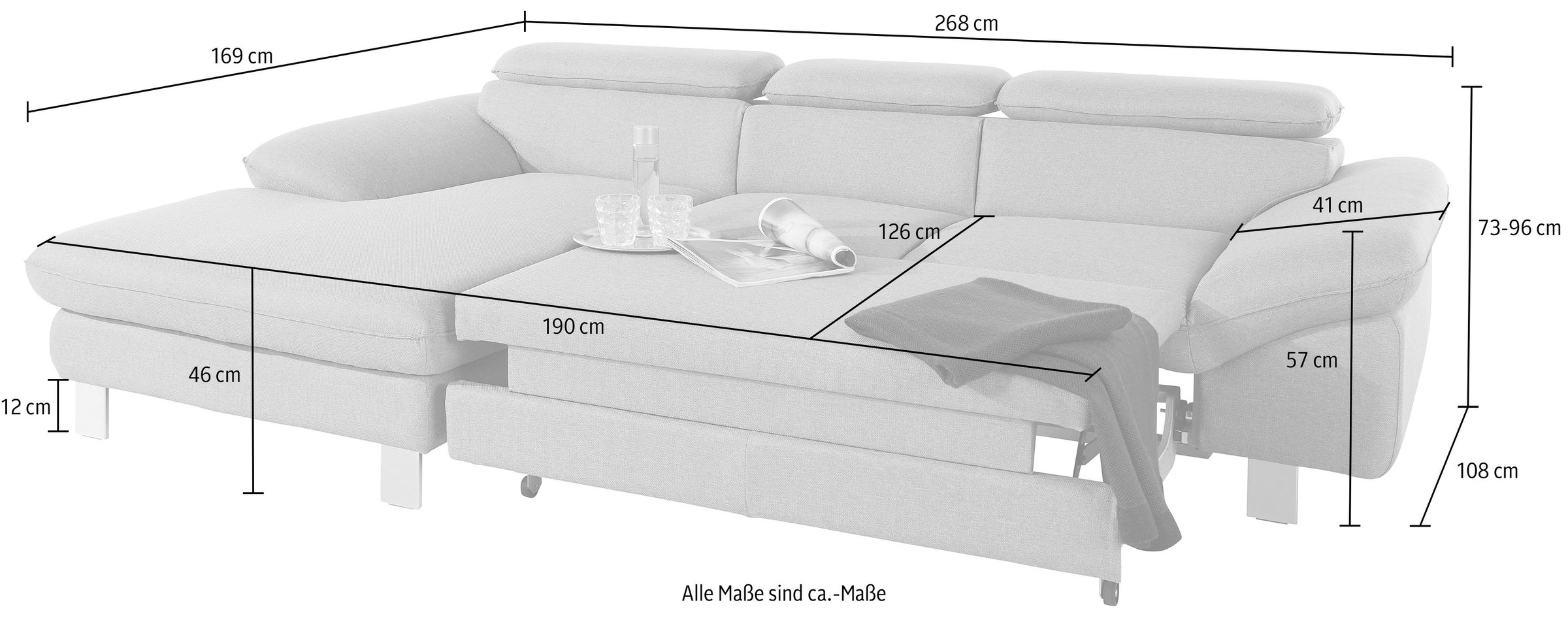 COTTA Ecksofa »Driver L-Form«, mit Kopfteilverstellung, wahlweise mit Bettfunktion & Bettkasten