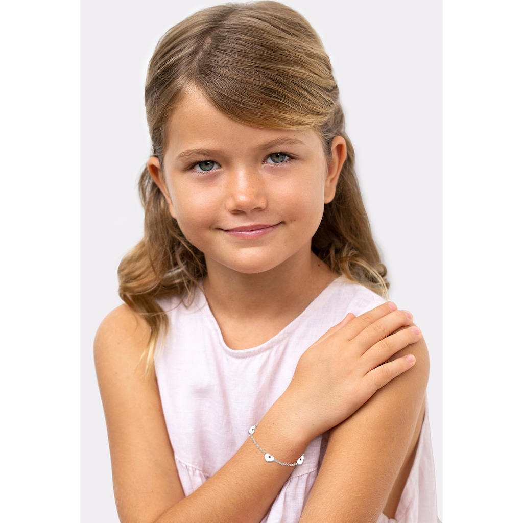 Elli Armband »Kinder Herzen Rosa Kristalle Silber«