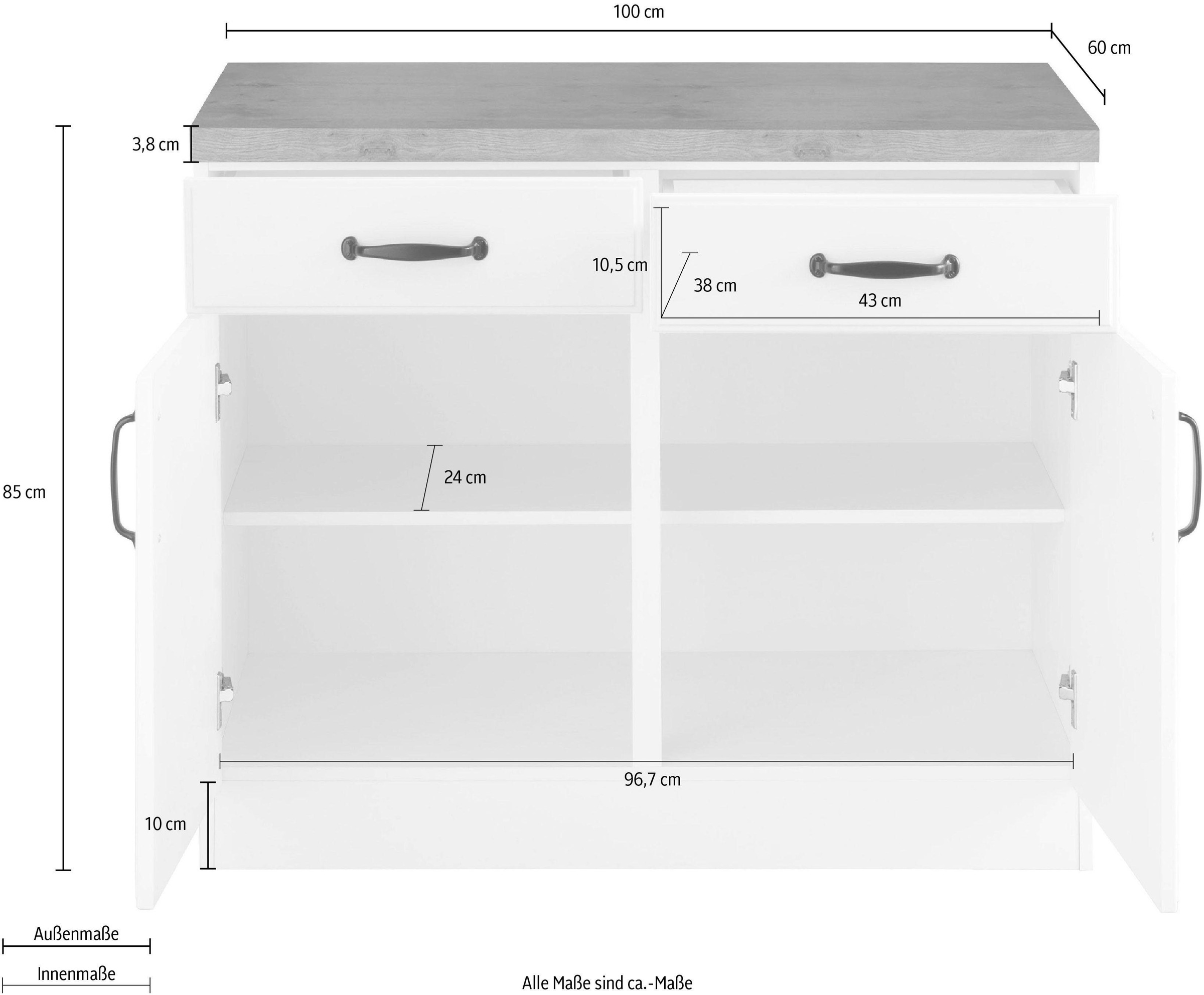 wiho Küchen Unterschrank »Erla« 100 cm breit mit Kassettenfront