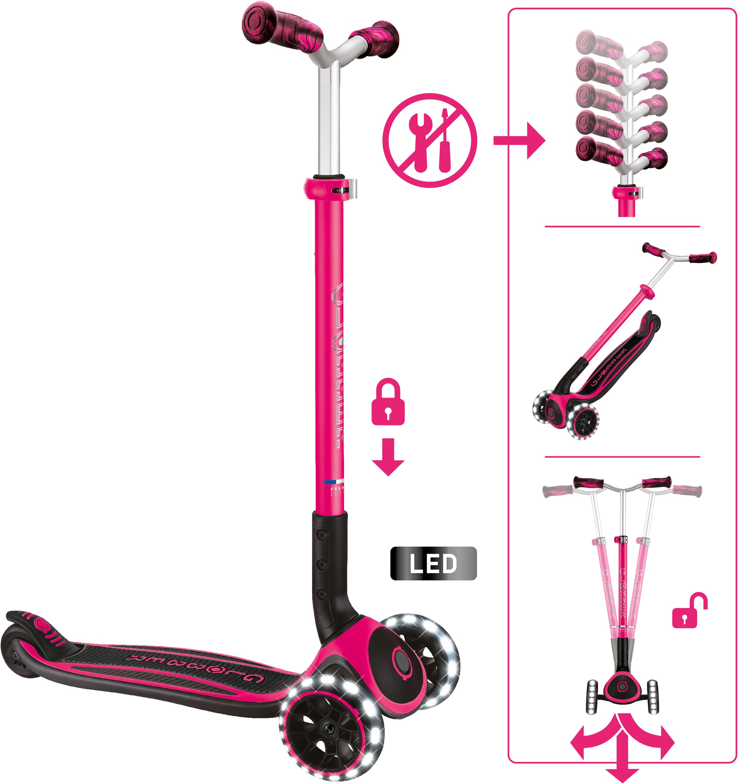 Globber Tretroller »ACE LIGHTS, mit Leuchtrollen«