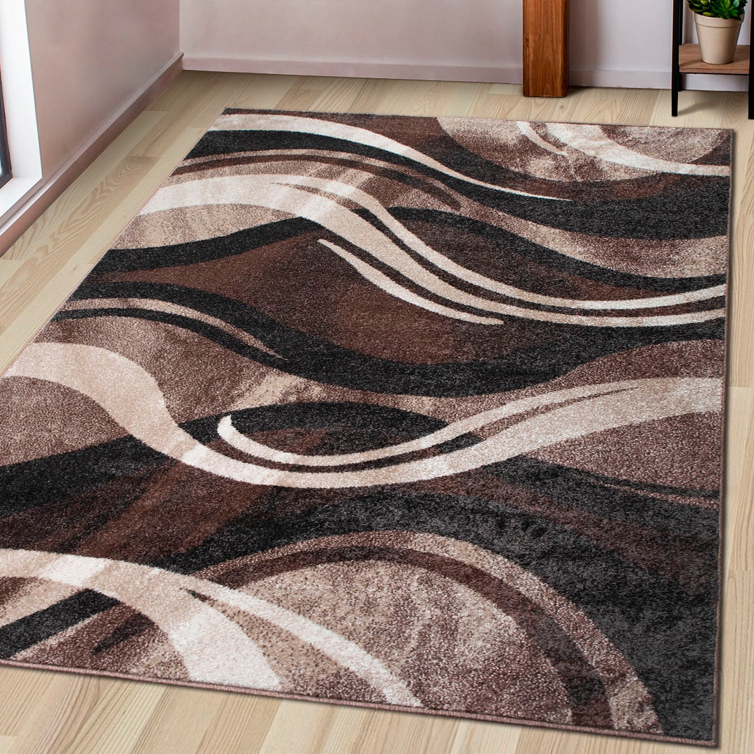 my home Teppich »Joas«, rechteckig, 9 mm Höhe, besonders weicher Kurzflor in modernem Wellen Muster, leichter Glanz