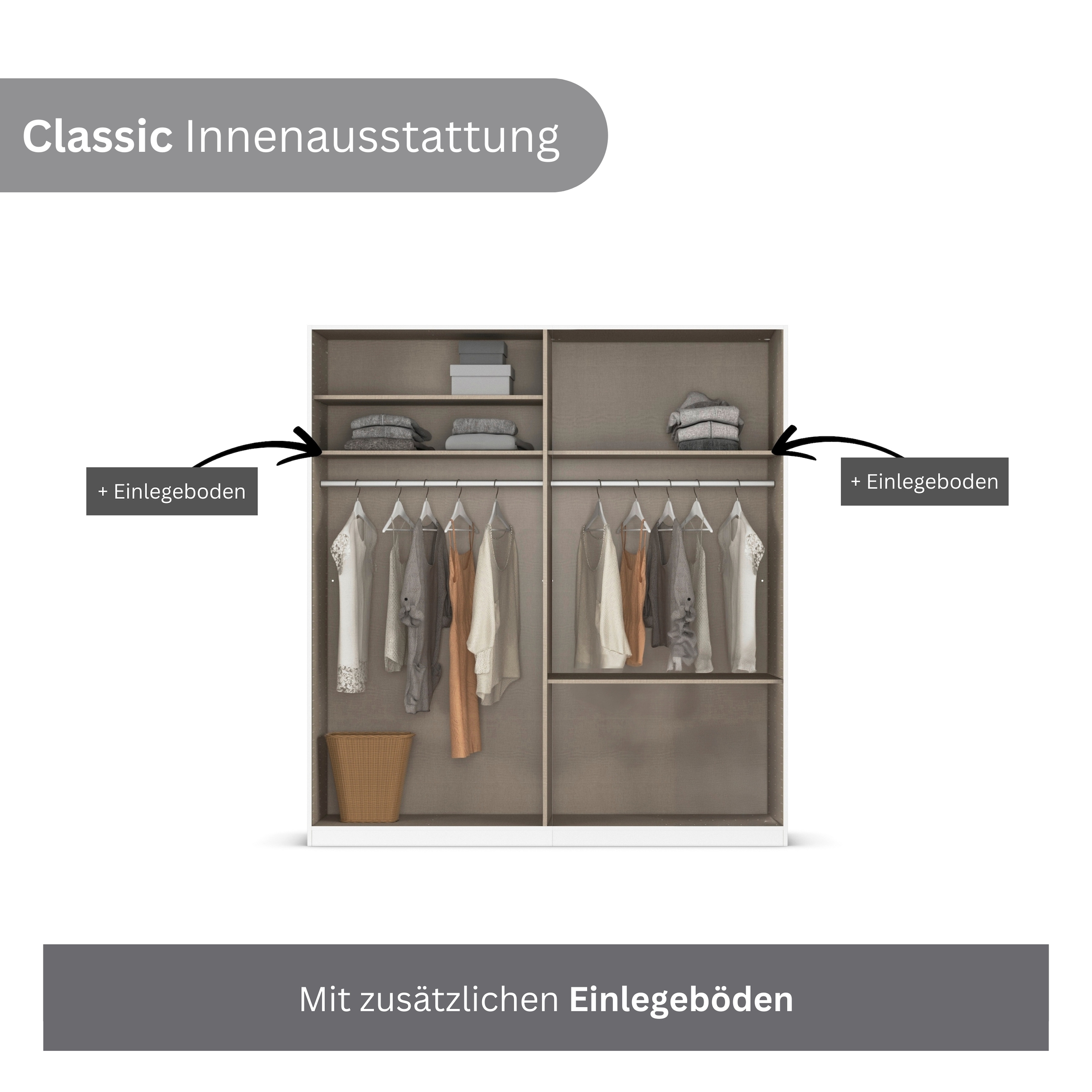 rauch Kleiderschrank »Drehtürenschrank Schrank Garderobe Wäscheschrank Schlafzimmer AVOLA«, (in 3 verschiedenen Ausstattungen BASIC/CLASSIC/PREMIUM), mit hochwertigen Stangengriffen aus Metall in Schwarz MADE IN GERMANY