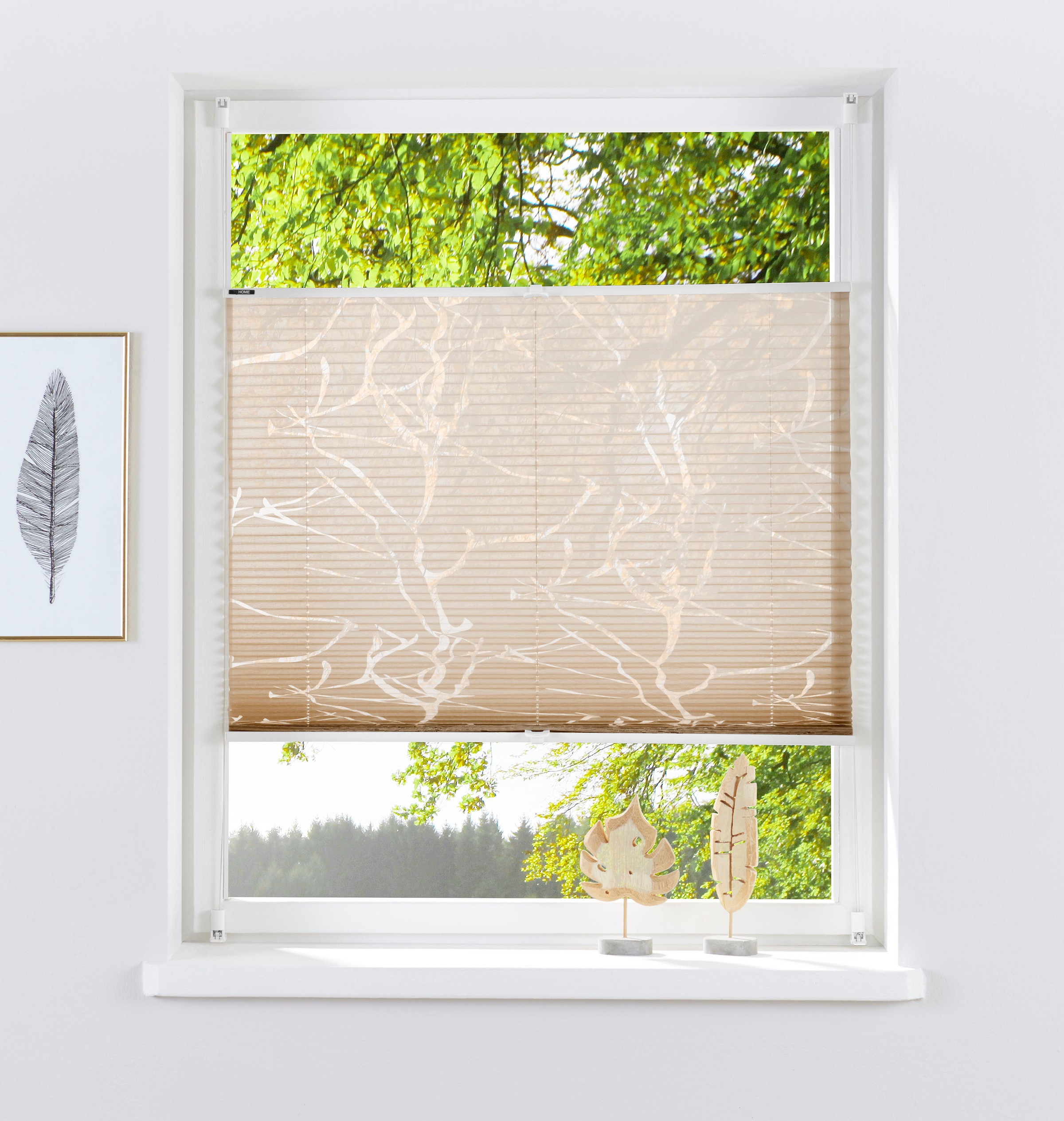 Otto Home Plissee "Anna" Gr. 4, beige (sand), 130cm, zweiseitig verschiebbar, 70cm