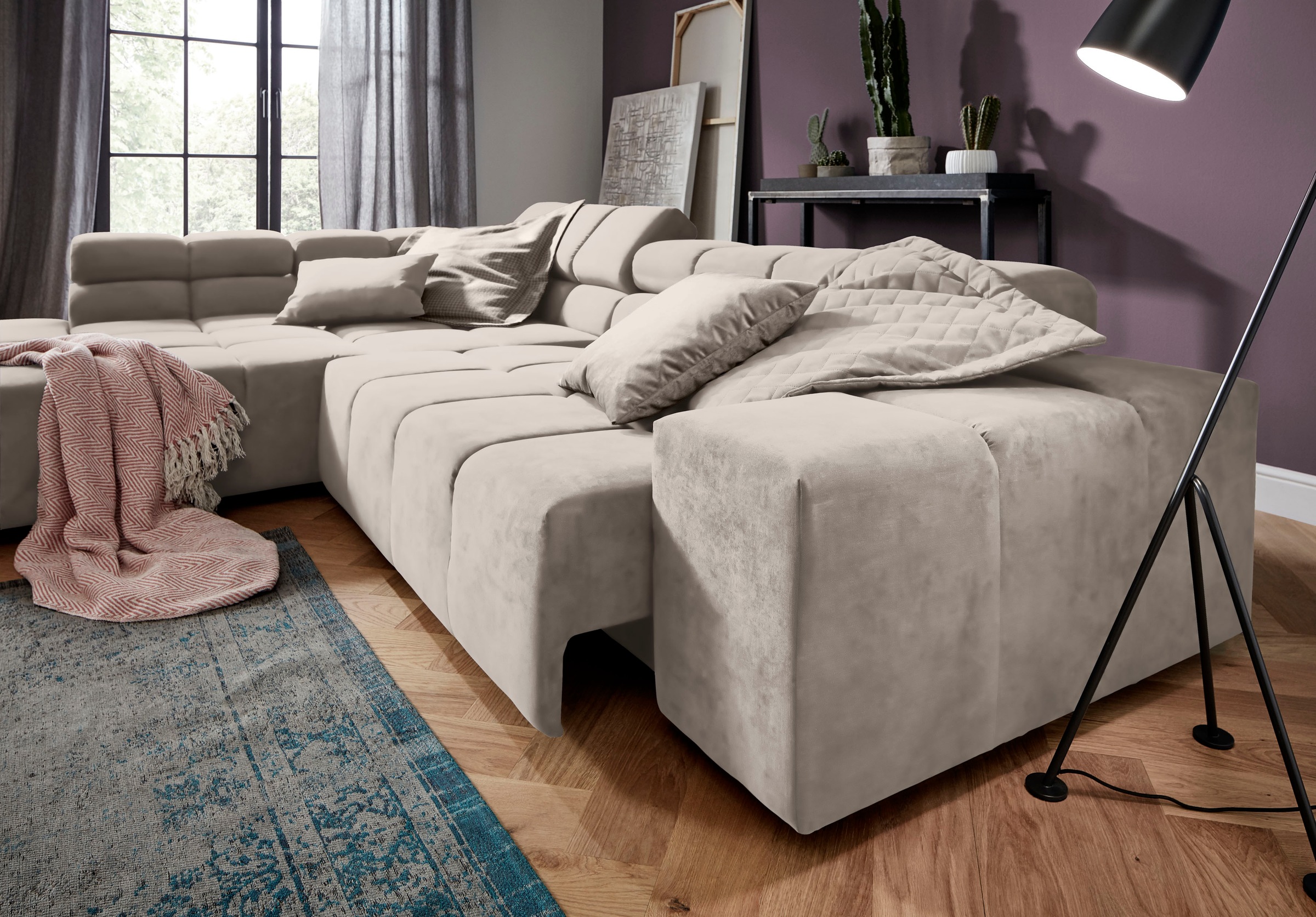 INOSIGN Ecksofa »Ancona incl. Kopfteilverstellung, Breite 319cm, L-Form«, wahlweise motorische Sitztiefenverstellung, auch in Cord + Easy Care