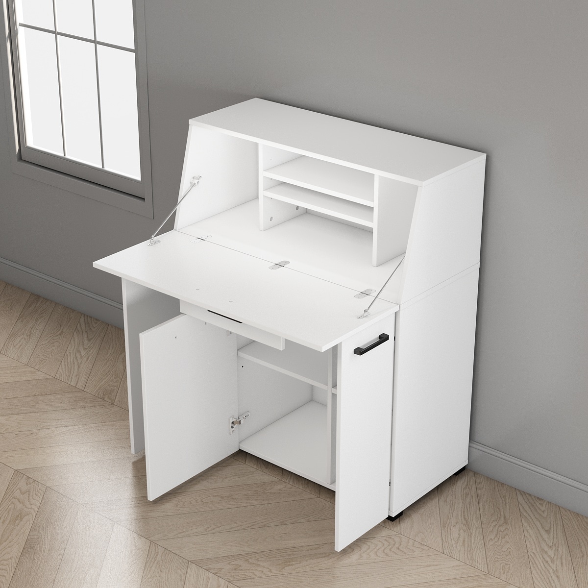 OTTO home Sekretär »Moid, Home-Office-Schreibtisch,« viele Stauraummöglichkeiten, kompaktes & modernes Design, B. 88,5 cm
